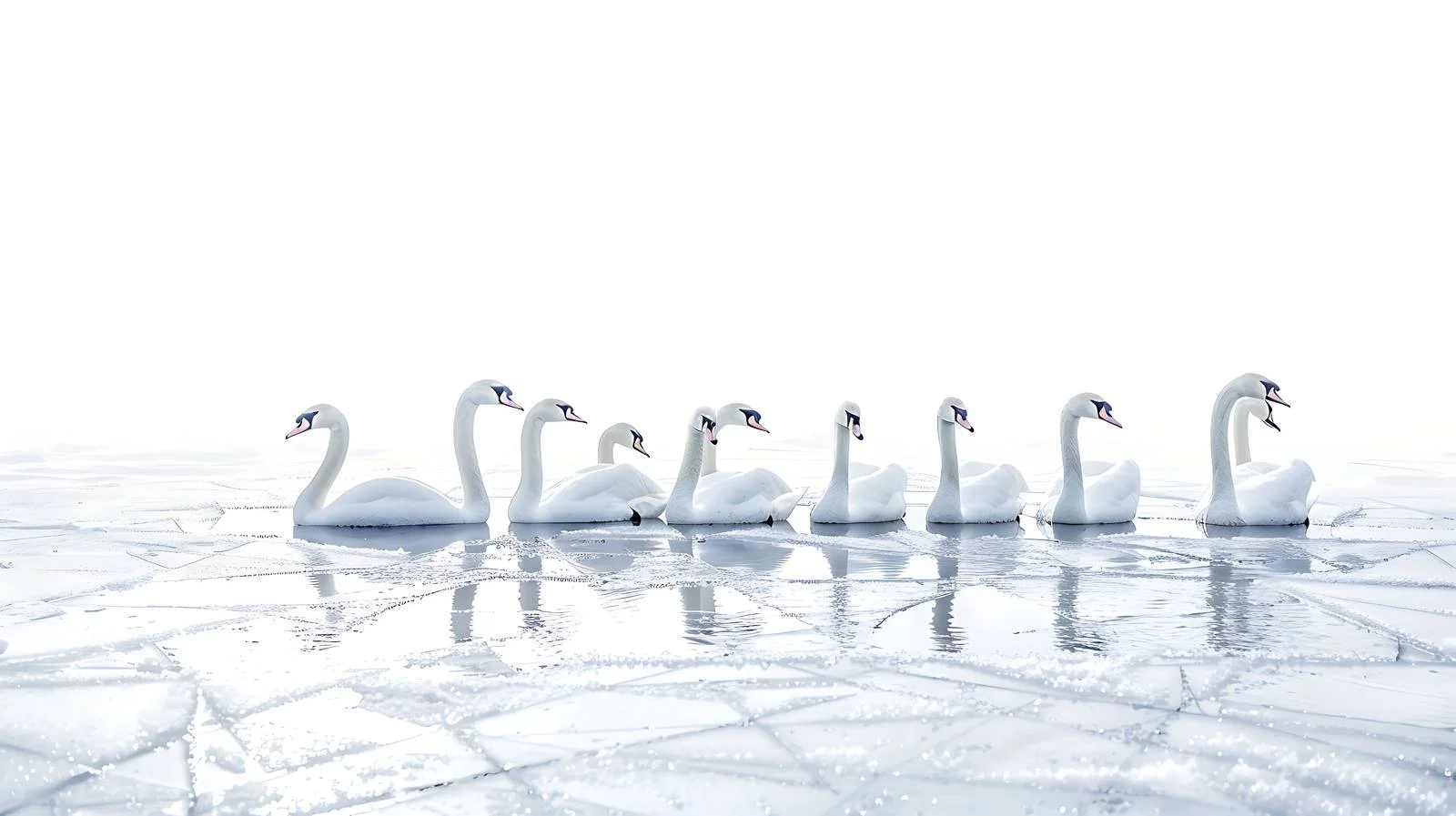Swans Gather on Frozen Winter Ice — free download from Dotvec