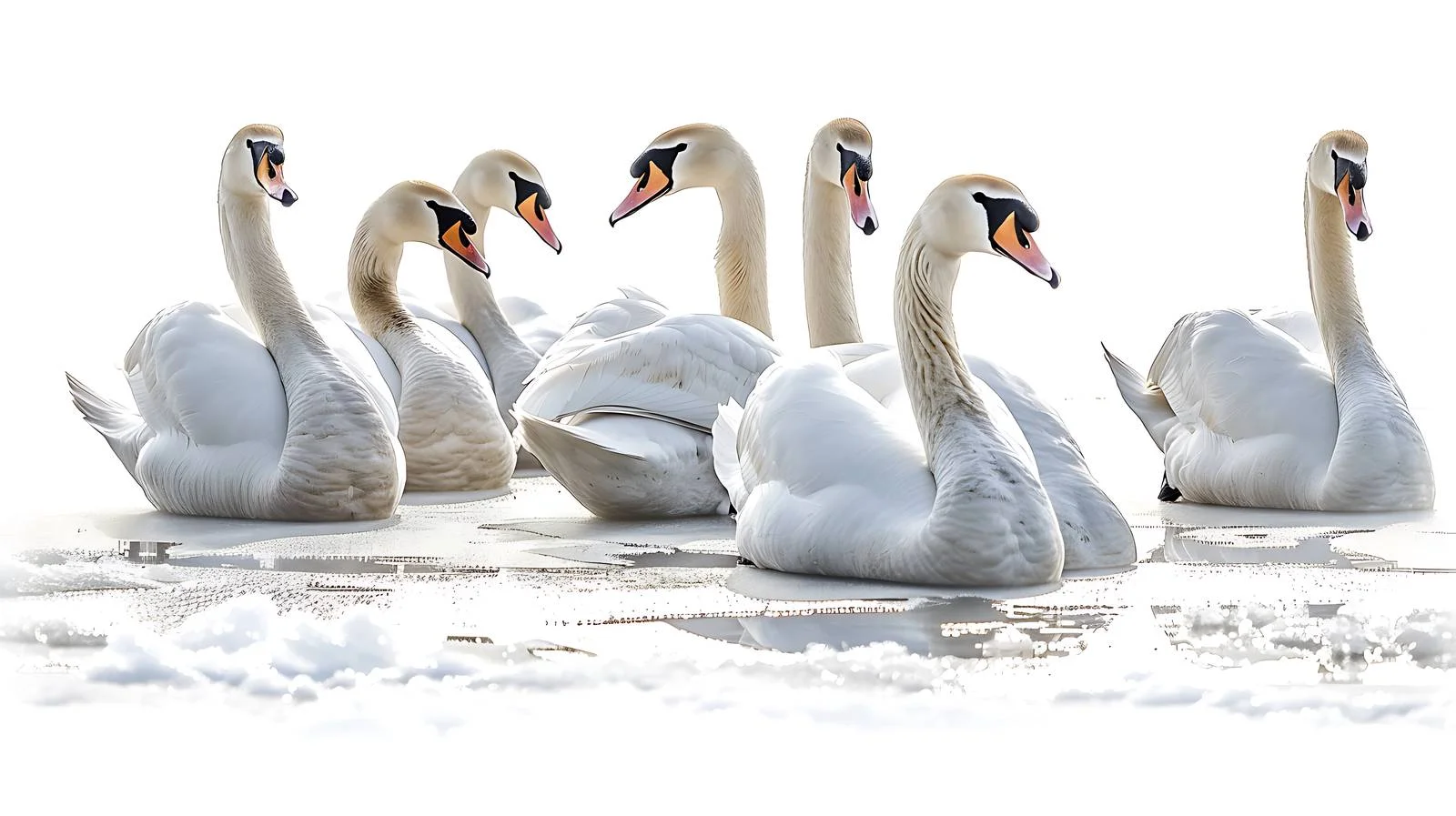 Swans Gather on Frozen Winter Lake — free download from Dotvec