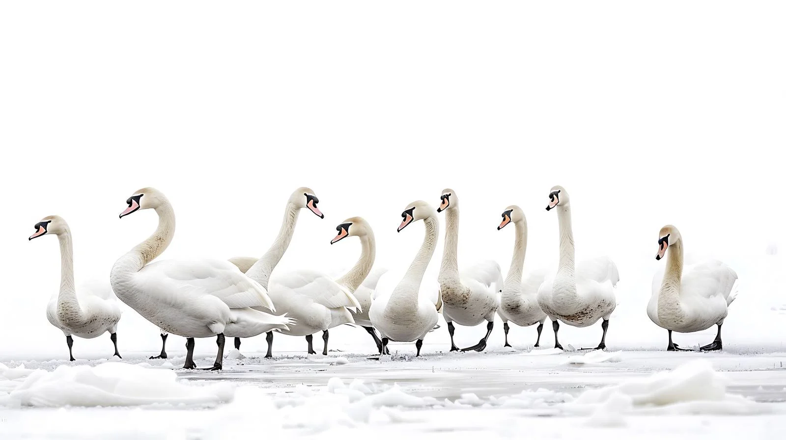 Chilly Swans Gather on Winter Ice — free download from Dotvec