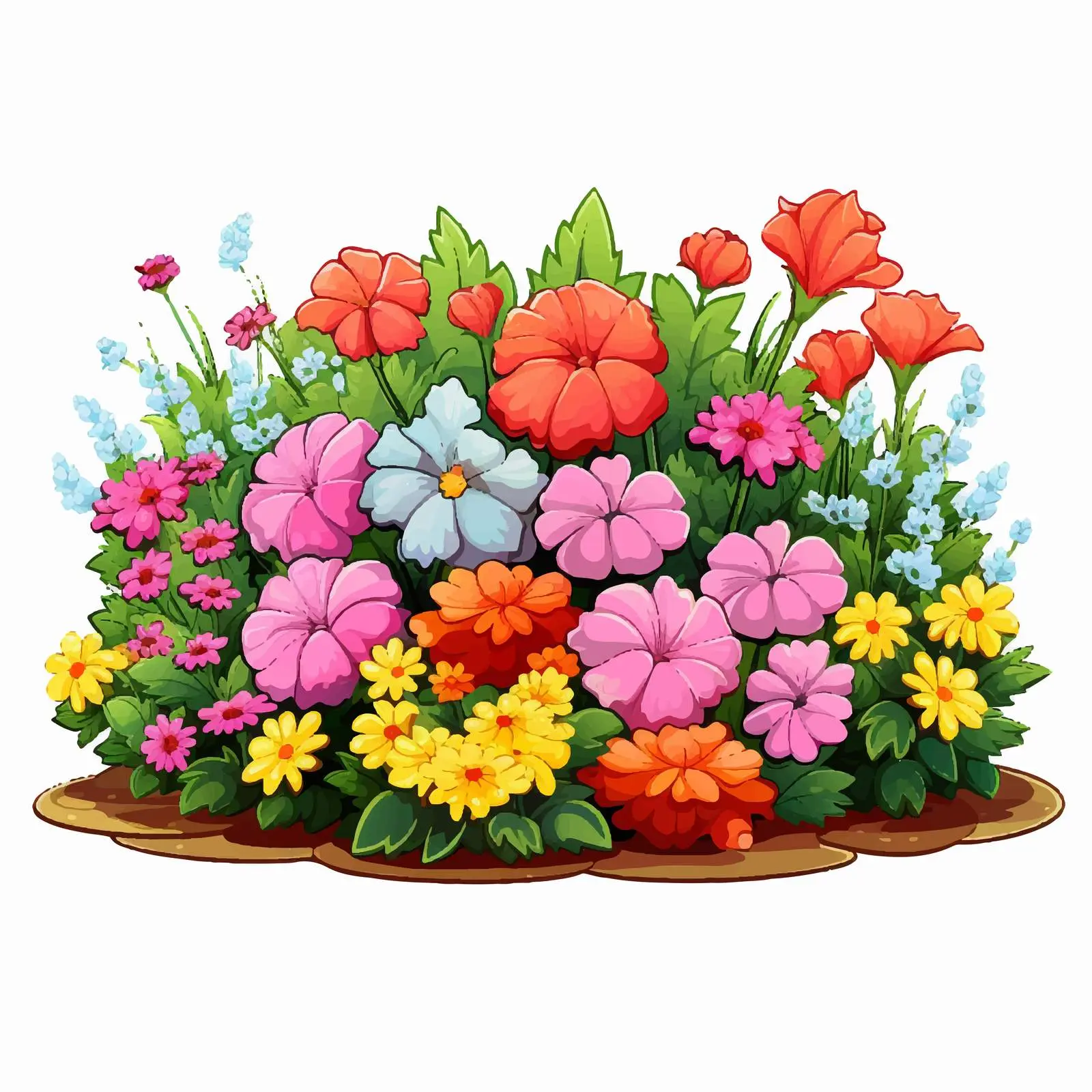 Colorful Flower Bed in Garden Vector Illustration — free download from Dotvec