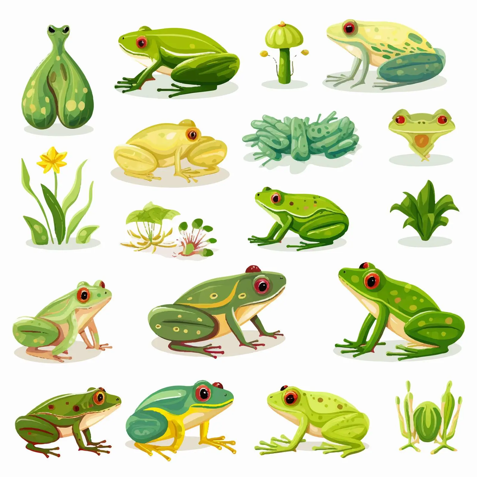 Frog and Insects Vector Illustration Set — free download from Dotvec