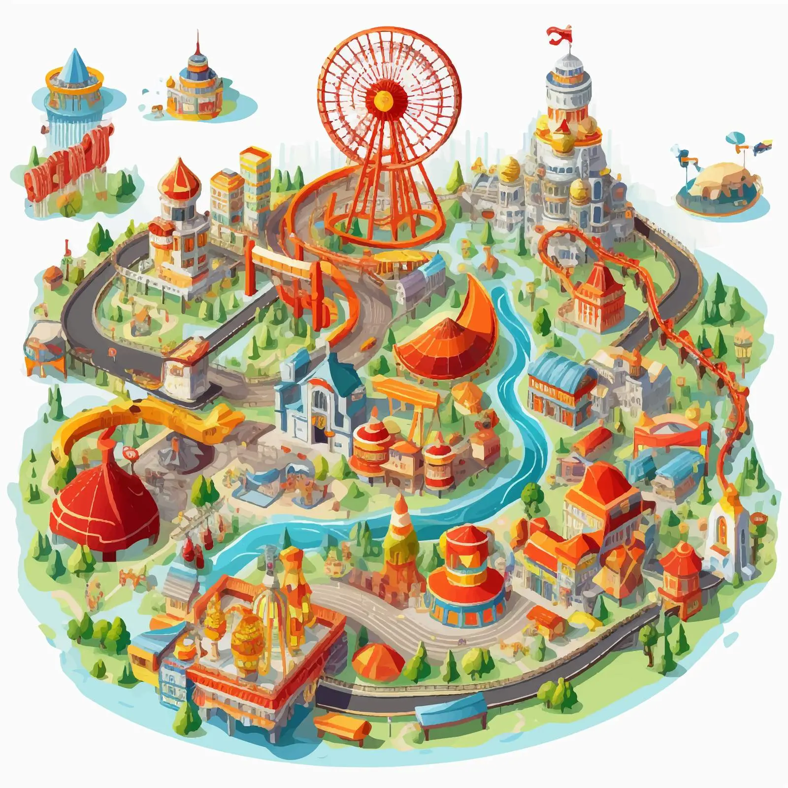 Amusement Park Map Cartoon Illustration Vector – free park layout image from Dotvec