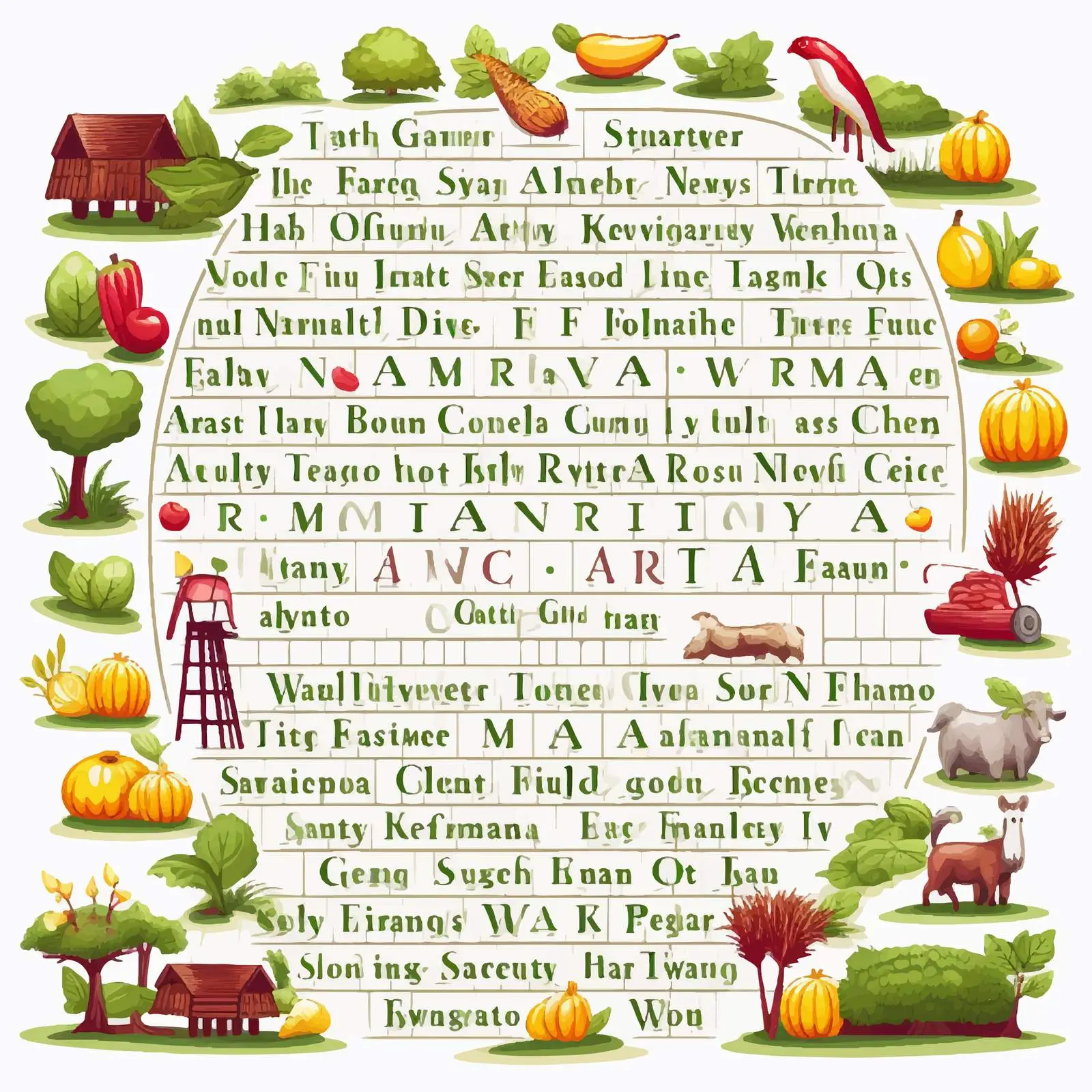 Farm Animals Word Search Game for Kids — free download from Dotvec