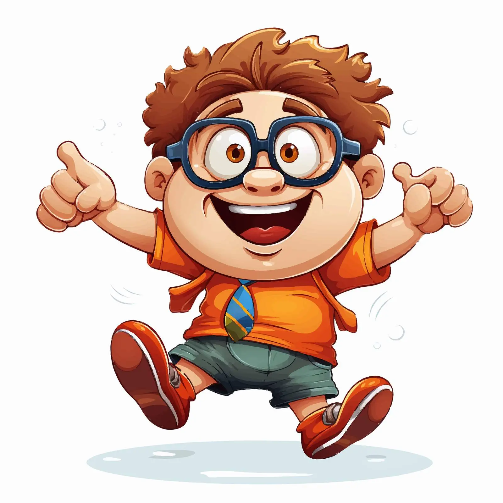 Lively Cartoon Character with Glasses Vector — free download from Dotvec
