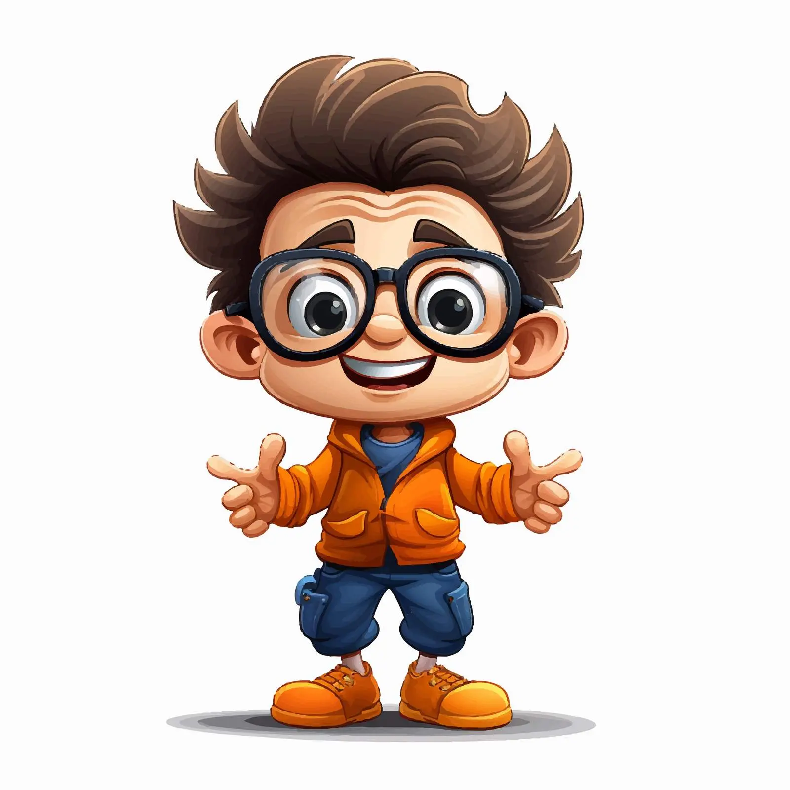 Lively Cartoon Character with Glasses Vector — free download from Dotvec