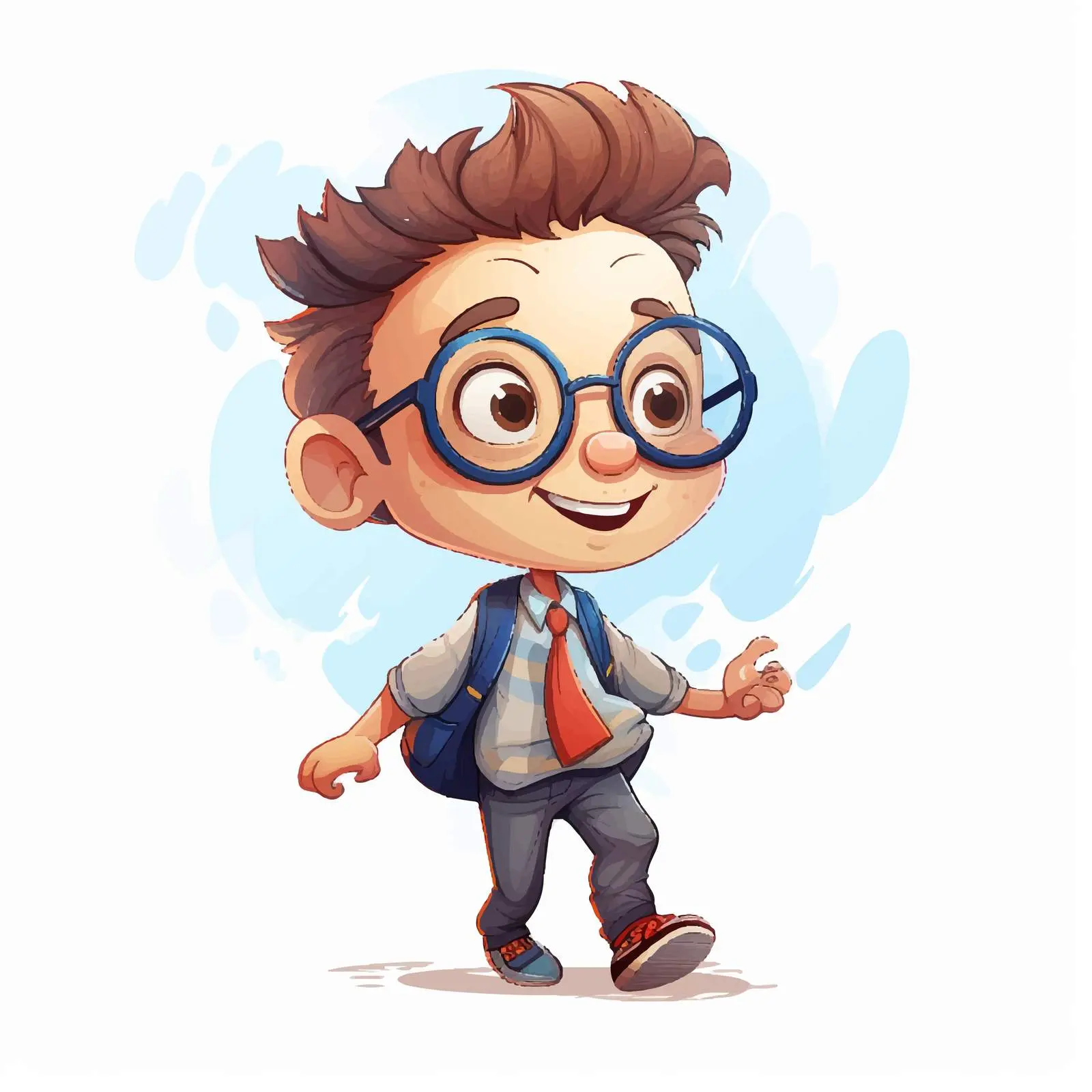 Lively Cartoon Character with Glasses Vector — free download from Dotvec