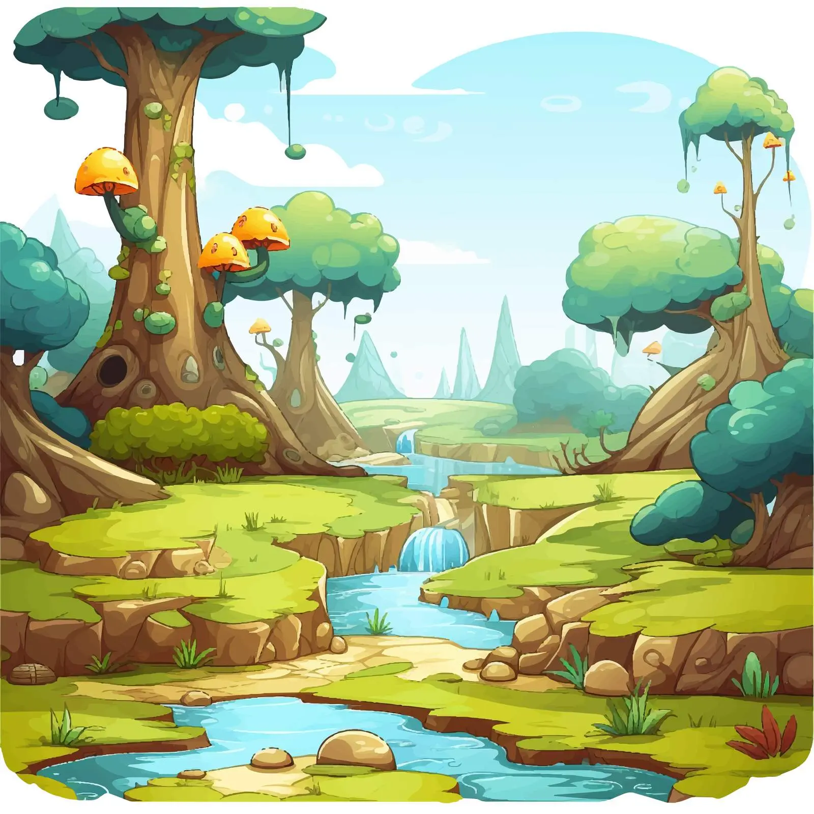 Game Background Template with Illustrative Elements – free background template image from Dotvec