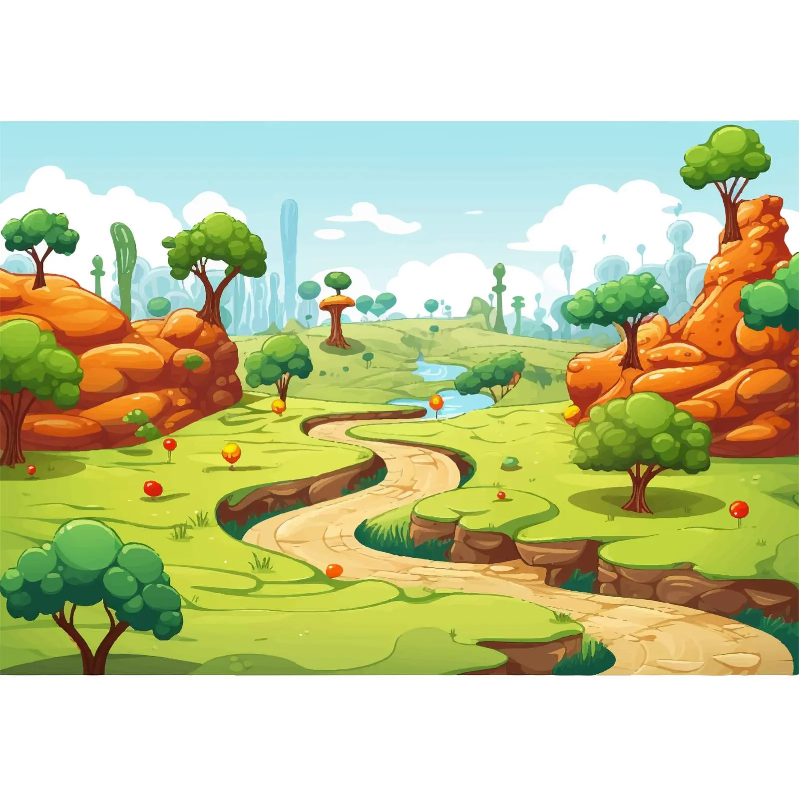 Illustrative Game Background Template with Elements – free background template image from Dotvec