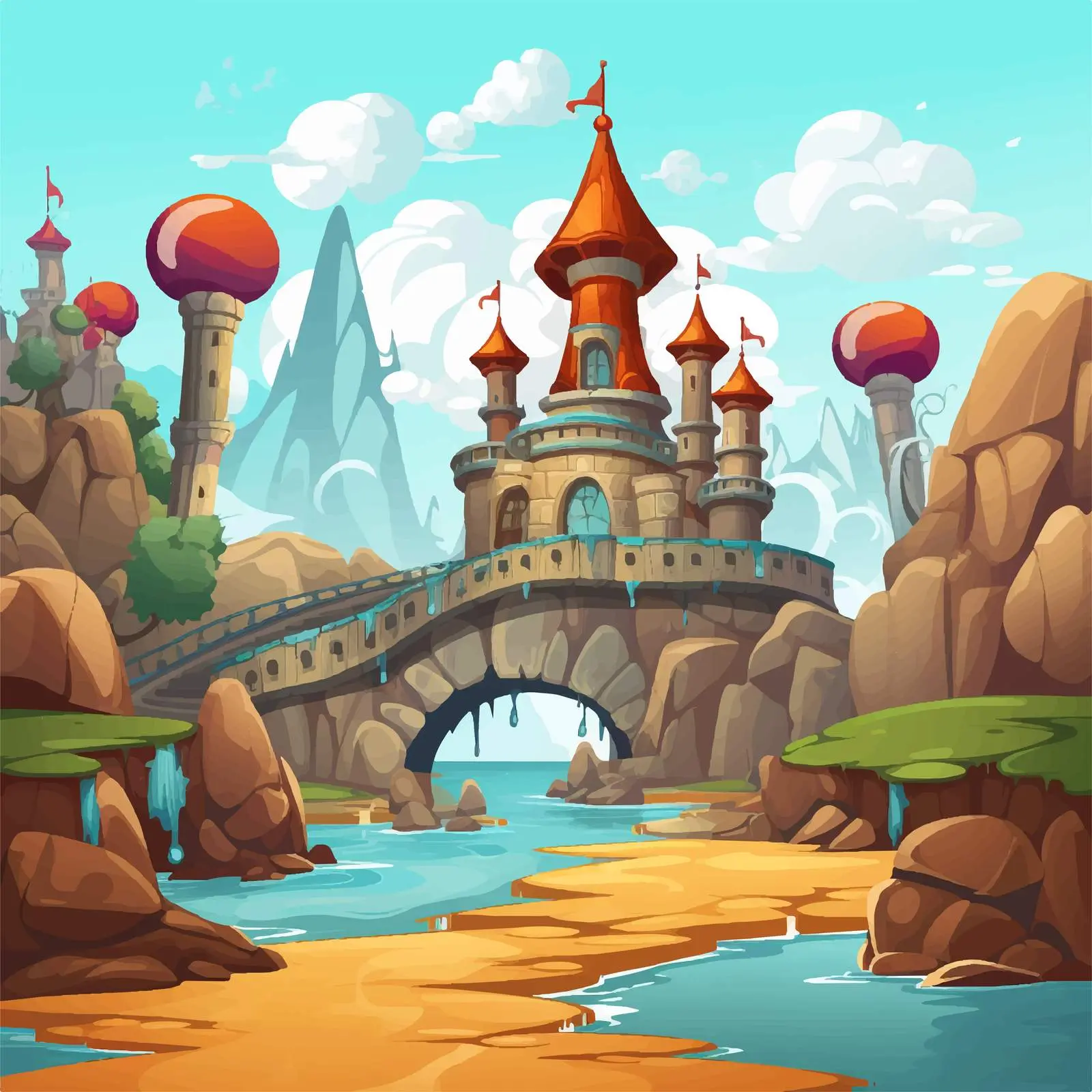 Game Background Template with Illustration Elements – free video game image from Dotvec