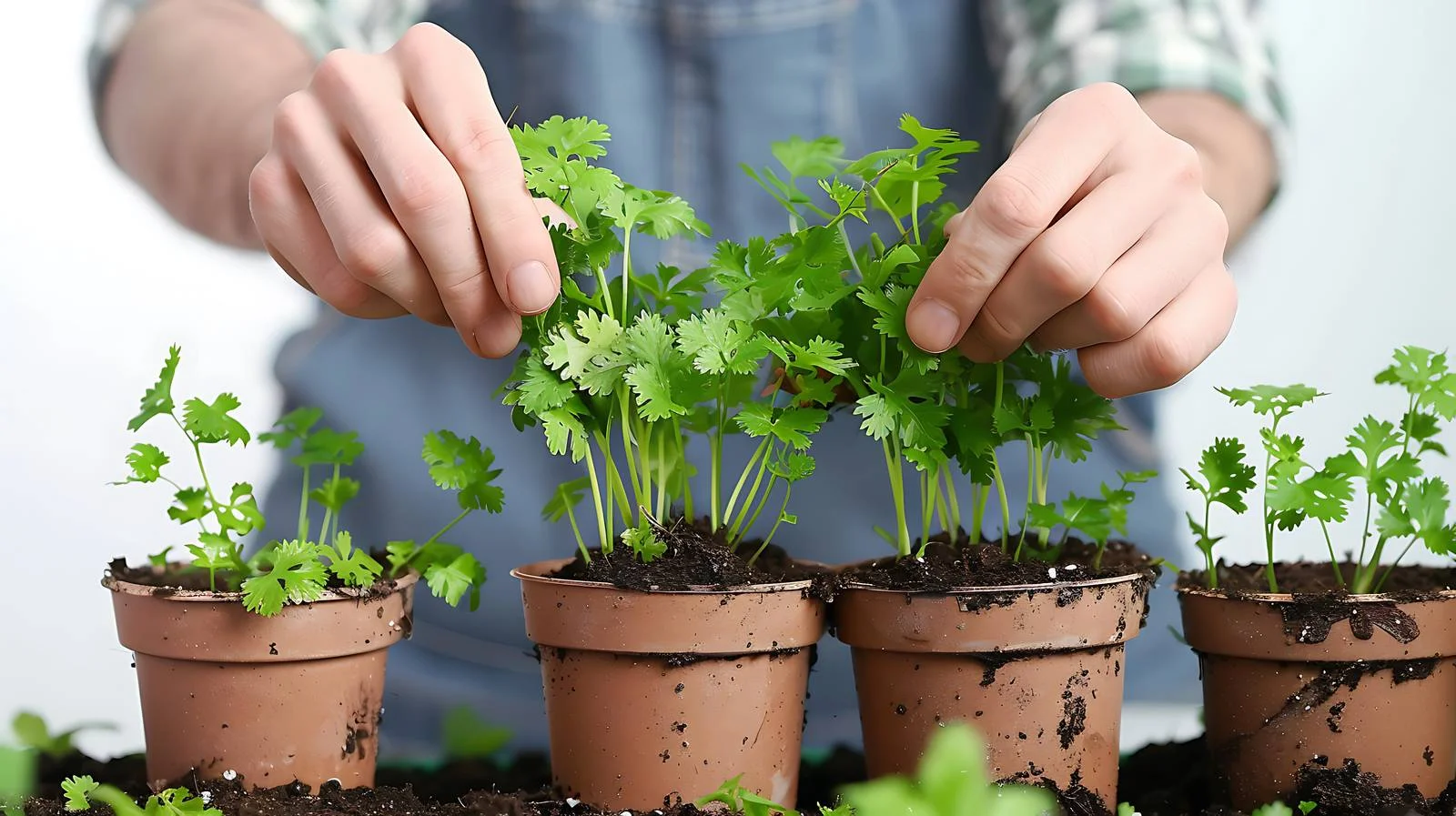 Planting Coriander Cuttings in Pot — free download from Dotvec