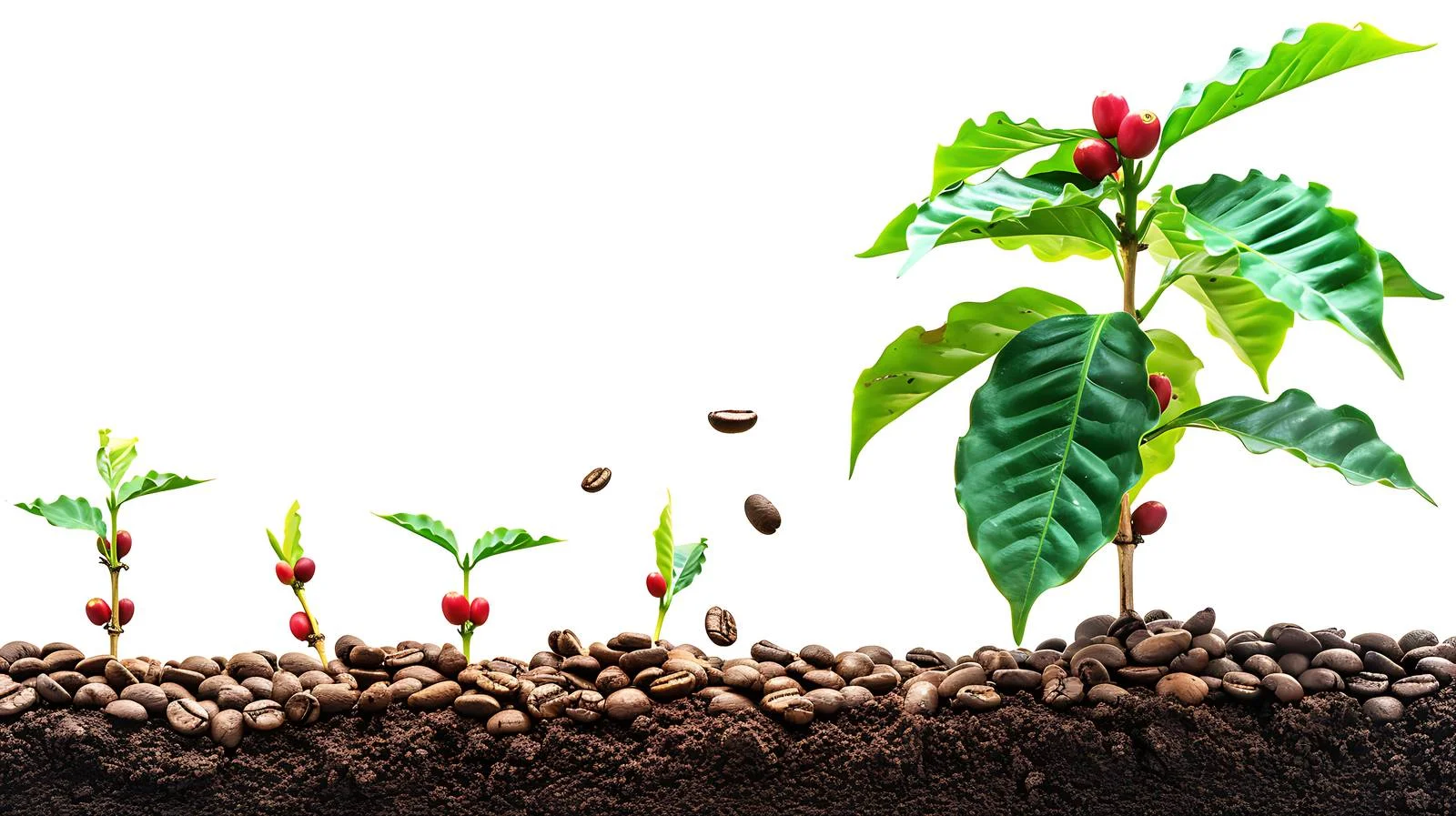 Coffee plant with backdrop of leaves — free download from Dotvec