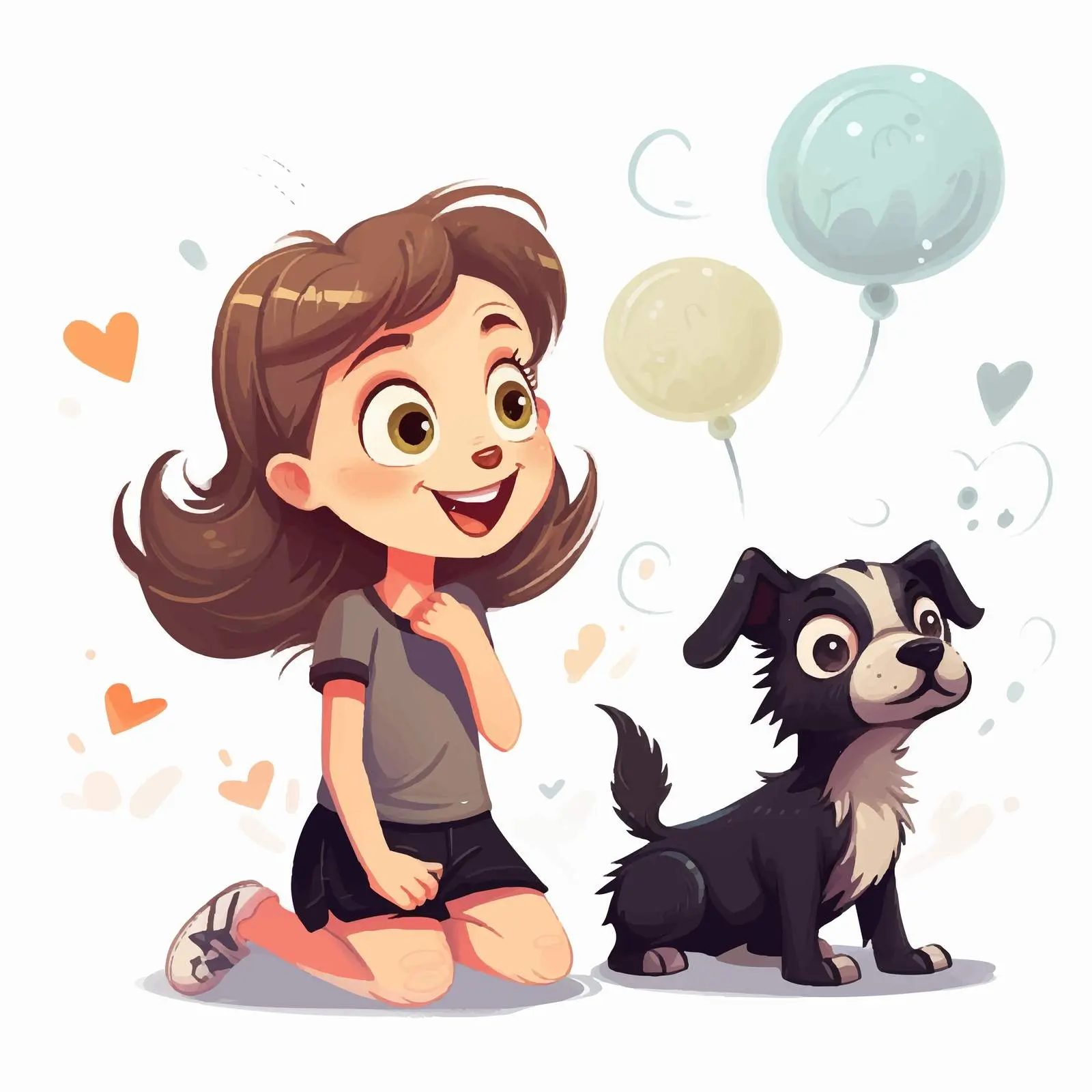 Girl and Dog with Callouts Illustration — free download from Dotvec