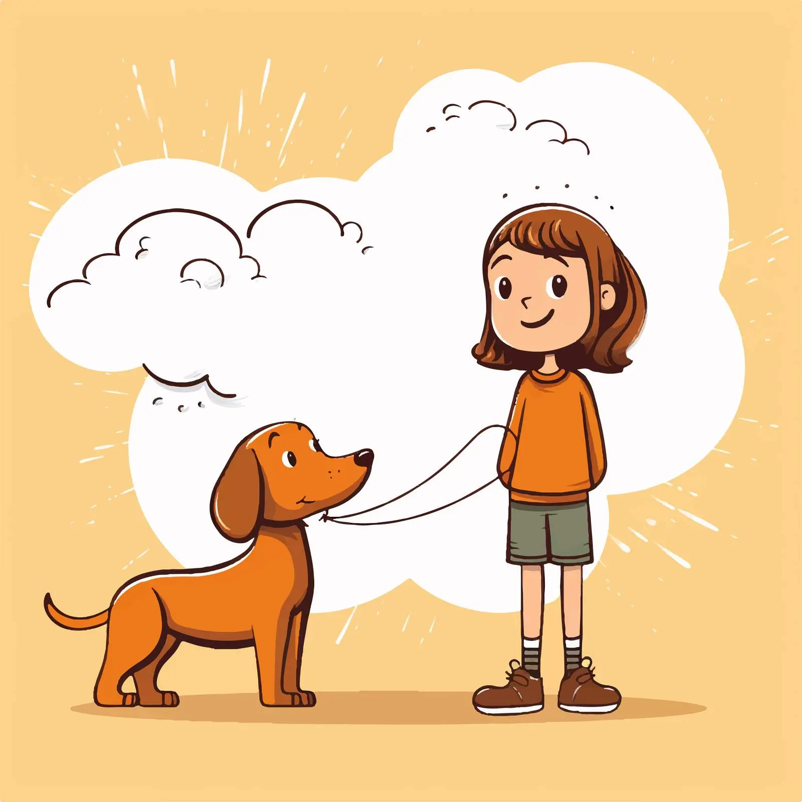 Girl and Dog with Callouts Vector Illustration — free download from Dotvec