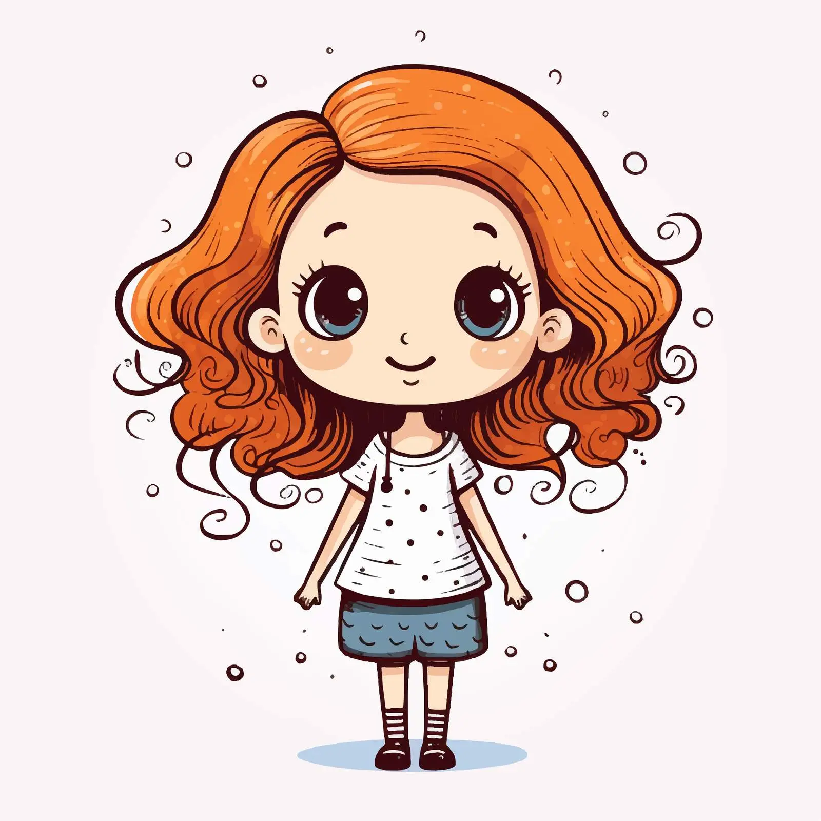 Doodle Style Cartoon Girl Character Illustration — free download from Dotvec
