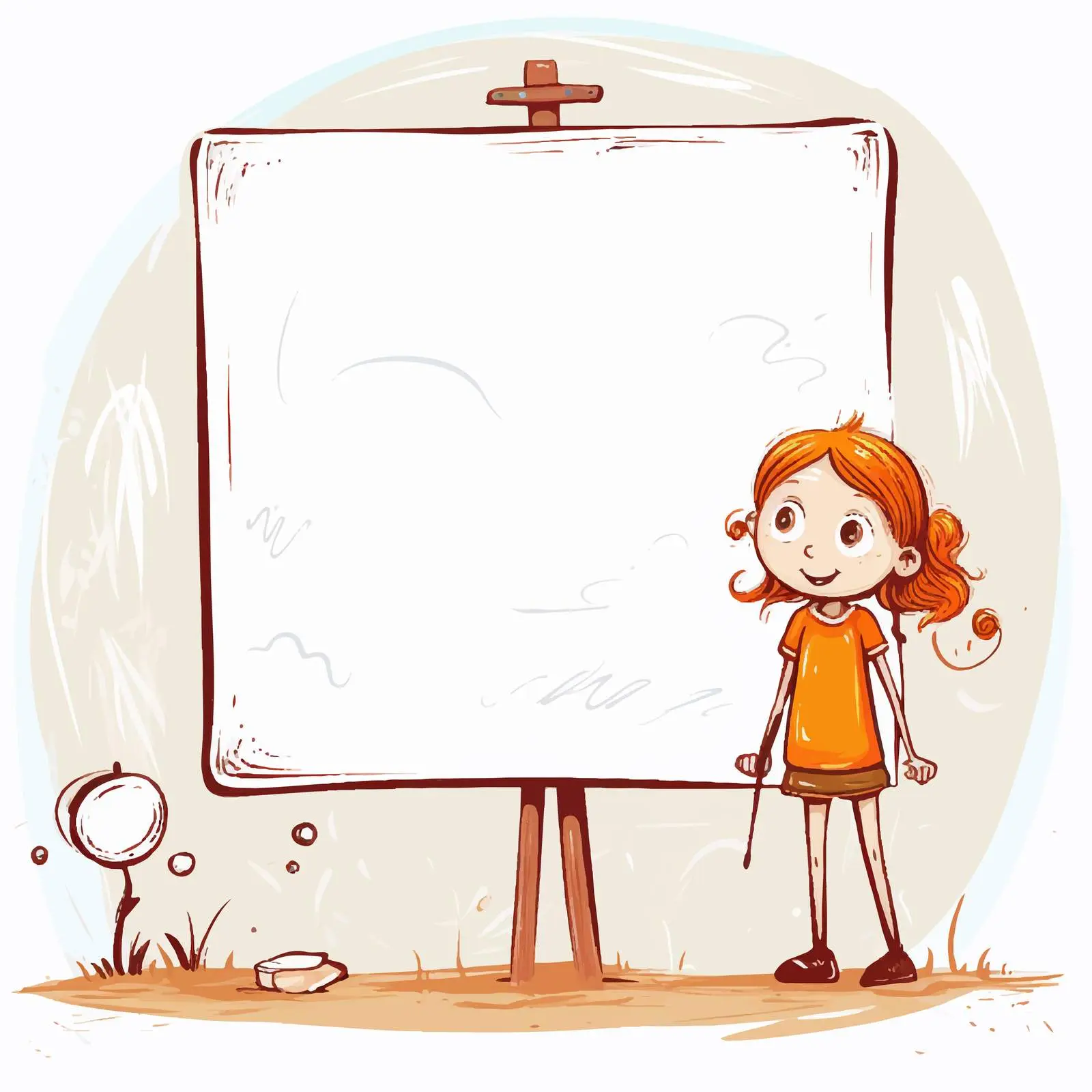 Girl Drawing in Cartoon Style with Callout — free download from Dotvec