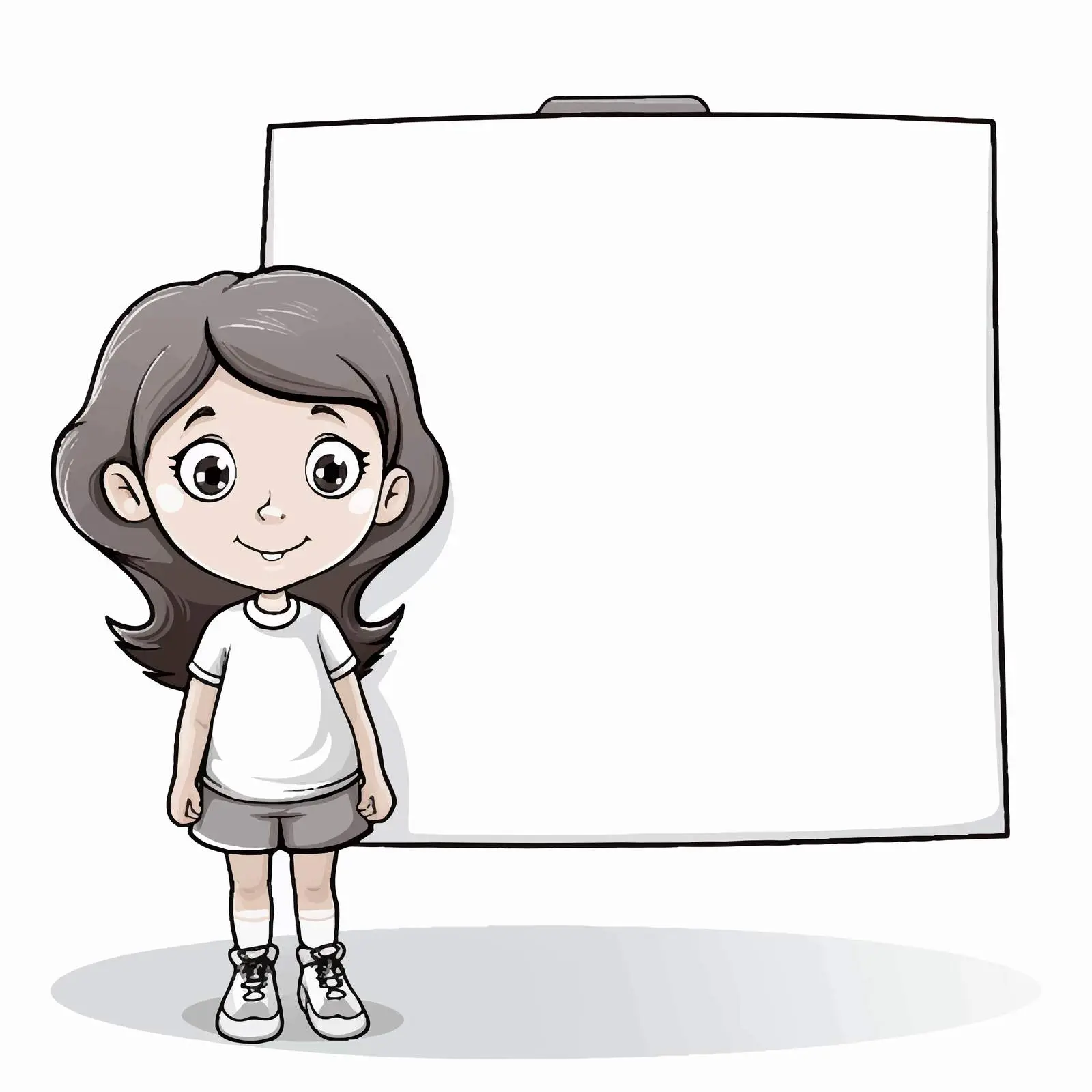 Girl Holding Doodle Sketch on White Background — free download from Dotvec