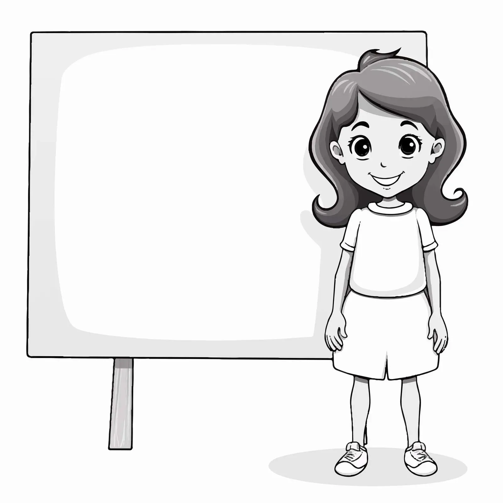 Girl Holding Doodle Sketch Board Illustration — free download from Dotvec