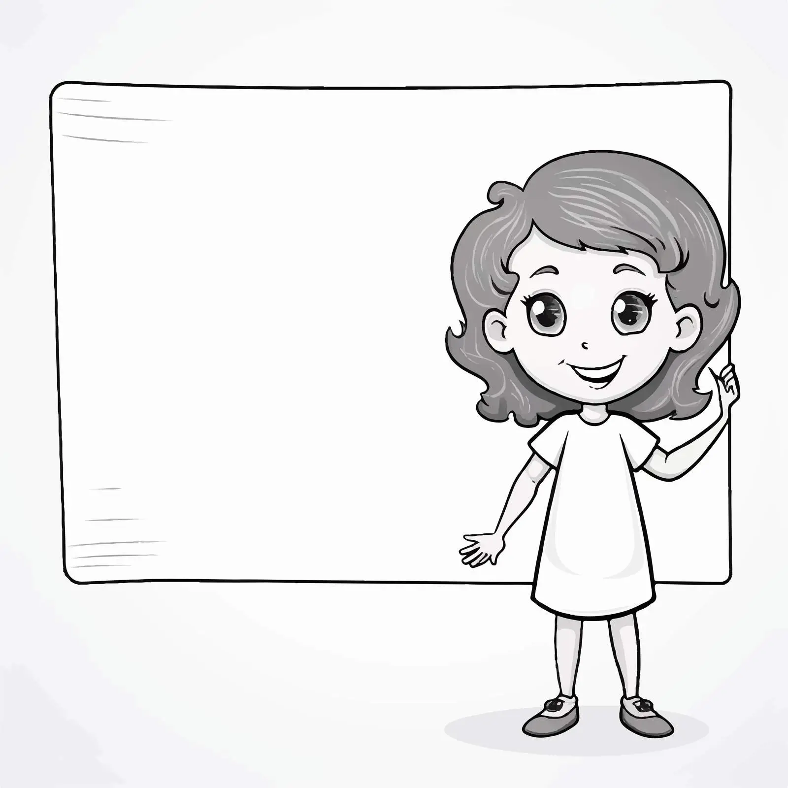 Girl Holding Doodle Sketch Board on White Background — free download from Dotvec