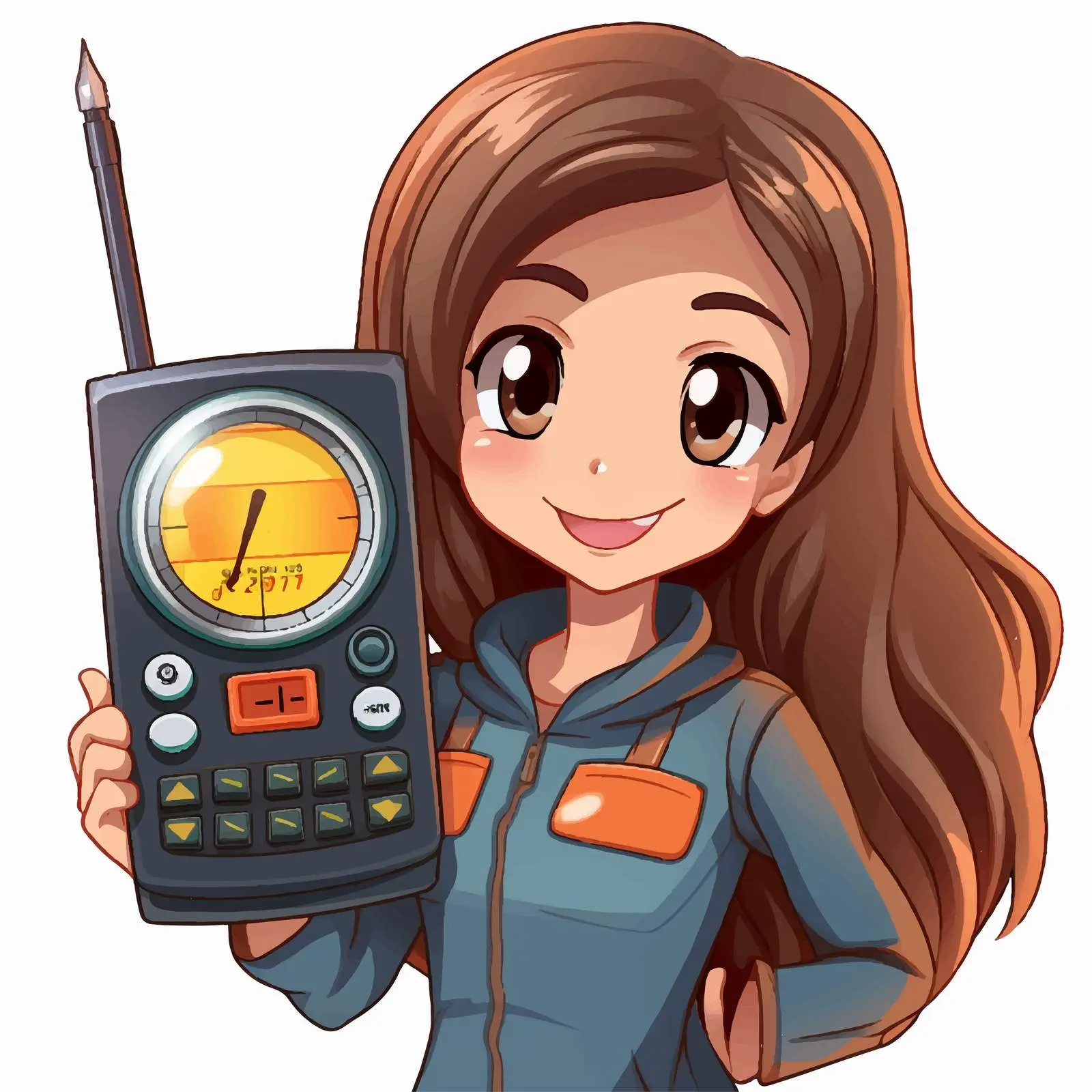 Girl Holding Multimeter Illustration on White Background — free download from Dotvec