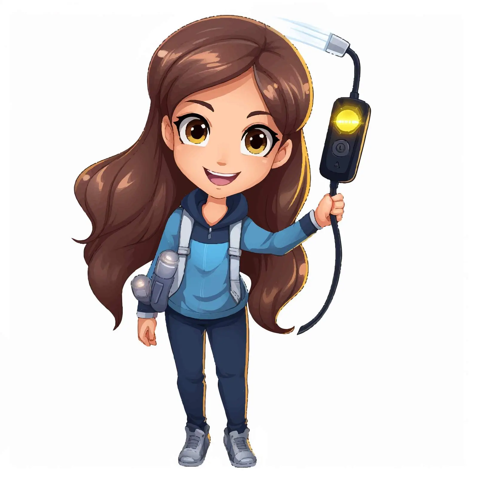 Girl Holding Multimeter Illustration on White Background — free download from Dotvec