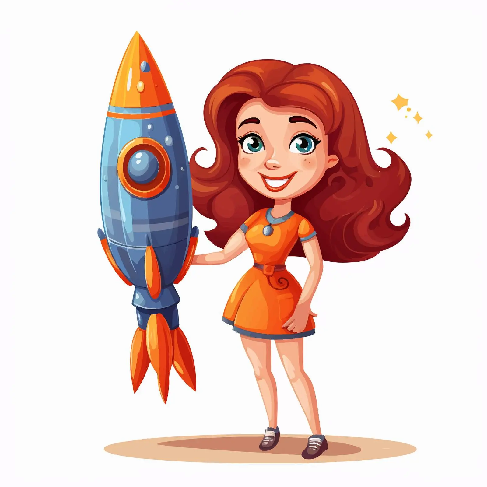 Girl Holding Rocket Toy Cartoon Character — free download from Dotvec
