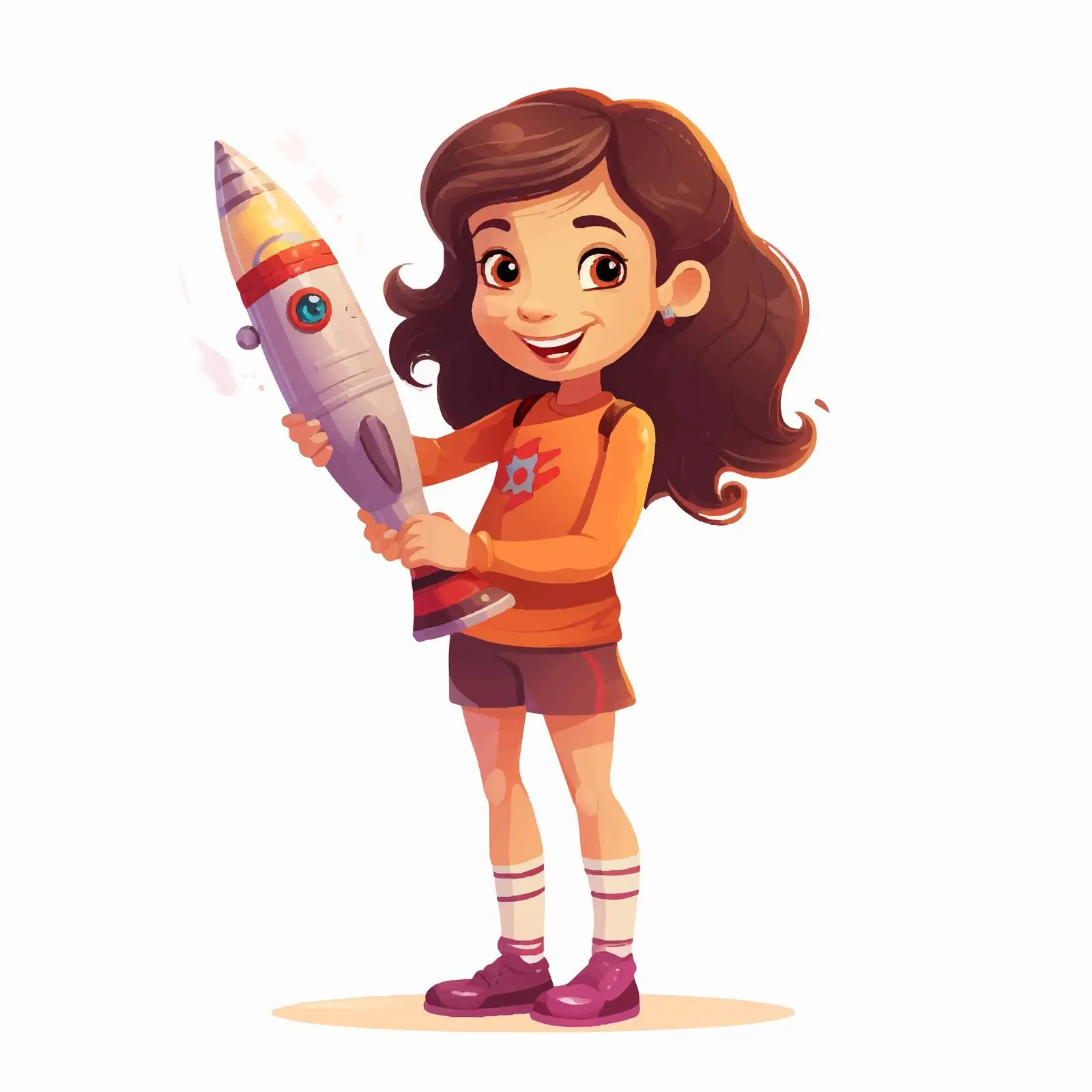 Girl Holding Rocket Toy Cartoon Vector Illustration — free download from Dotvec