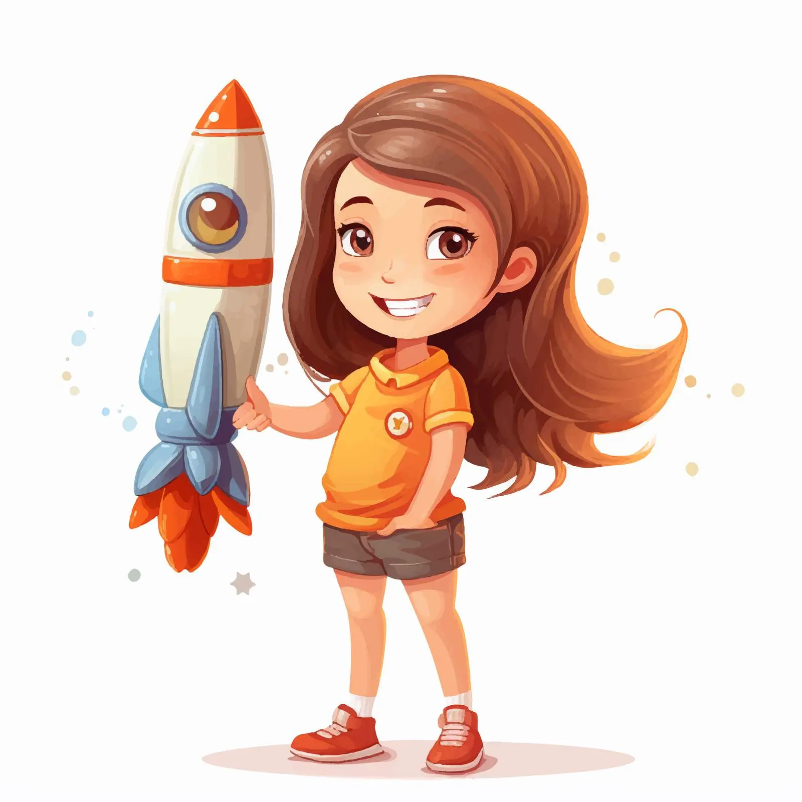 Girl Holding Rocket Toy Cartoon Character — free download from Dotvec