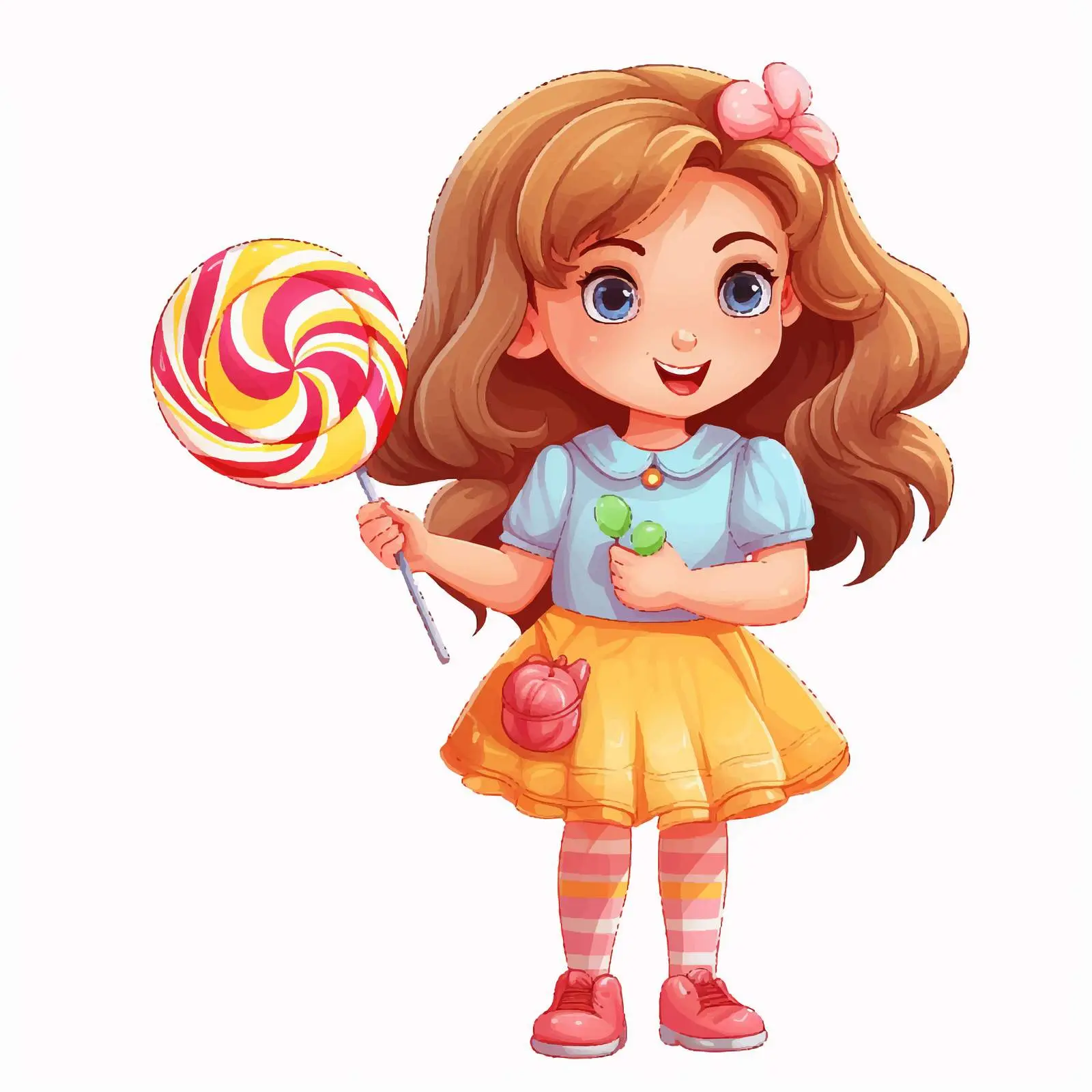 Girl Holding Sweet Candy Cartoon Character Illustration — free download from Dotvec
