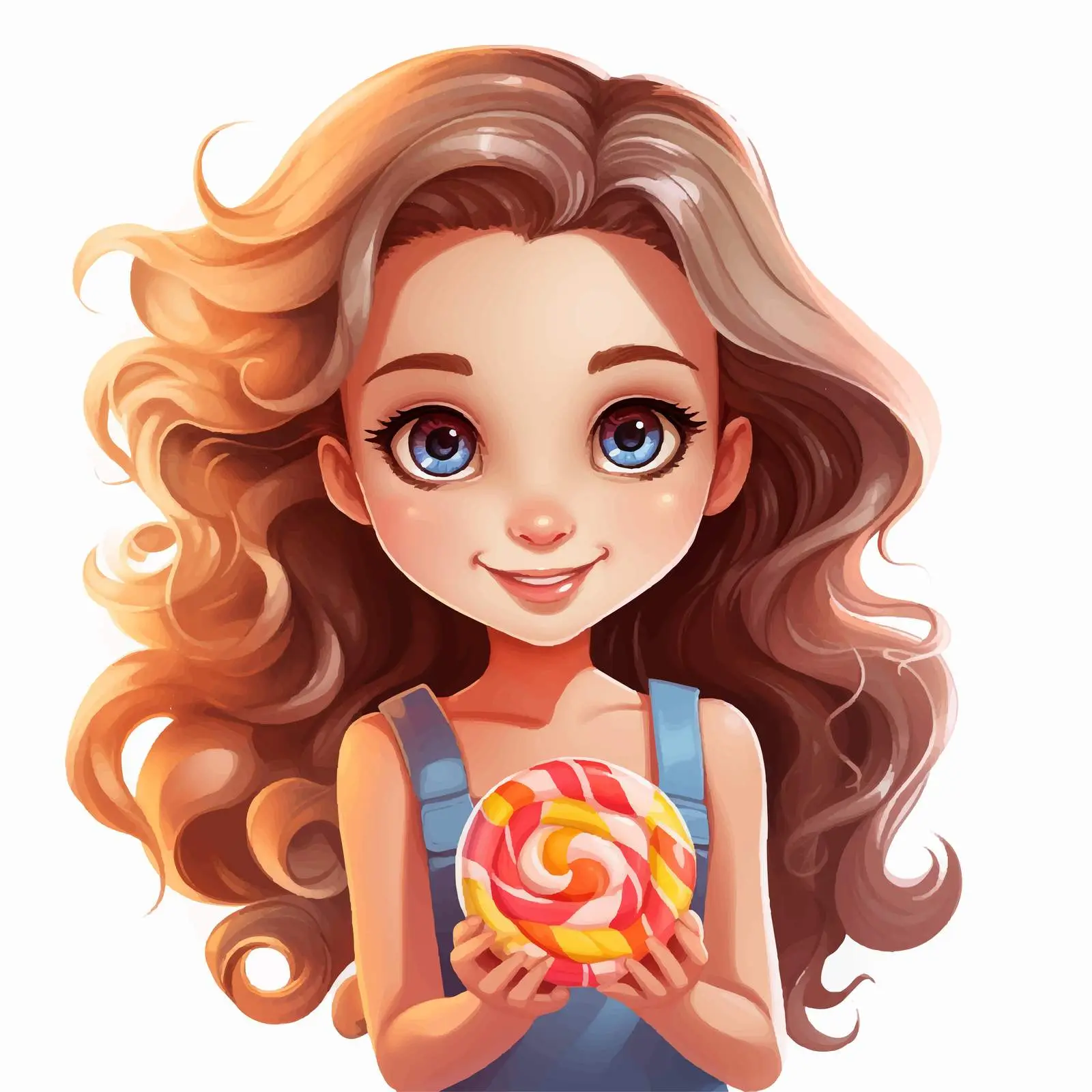 Sweet Candy Girl Cartoon Character Illustration — free download from Dotvec