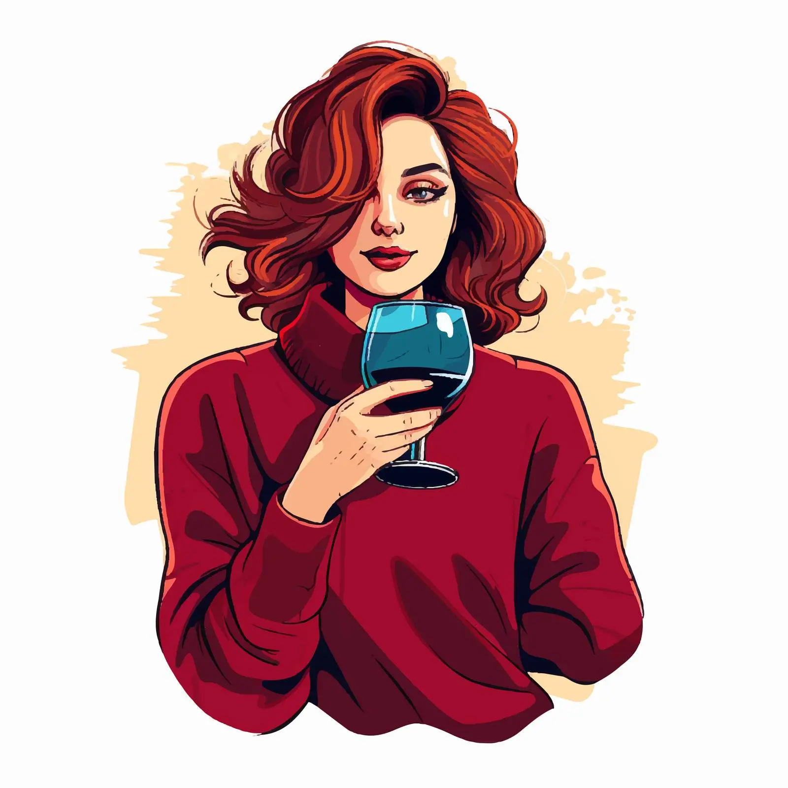 Girl in Trendy Sweater Enjoying Red Wine – free wine image from Dotvec