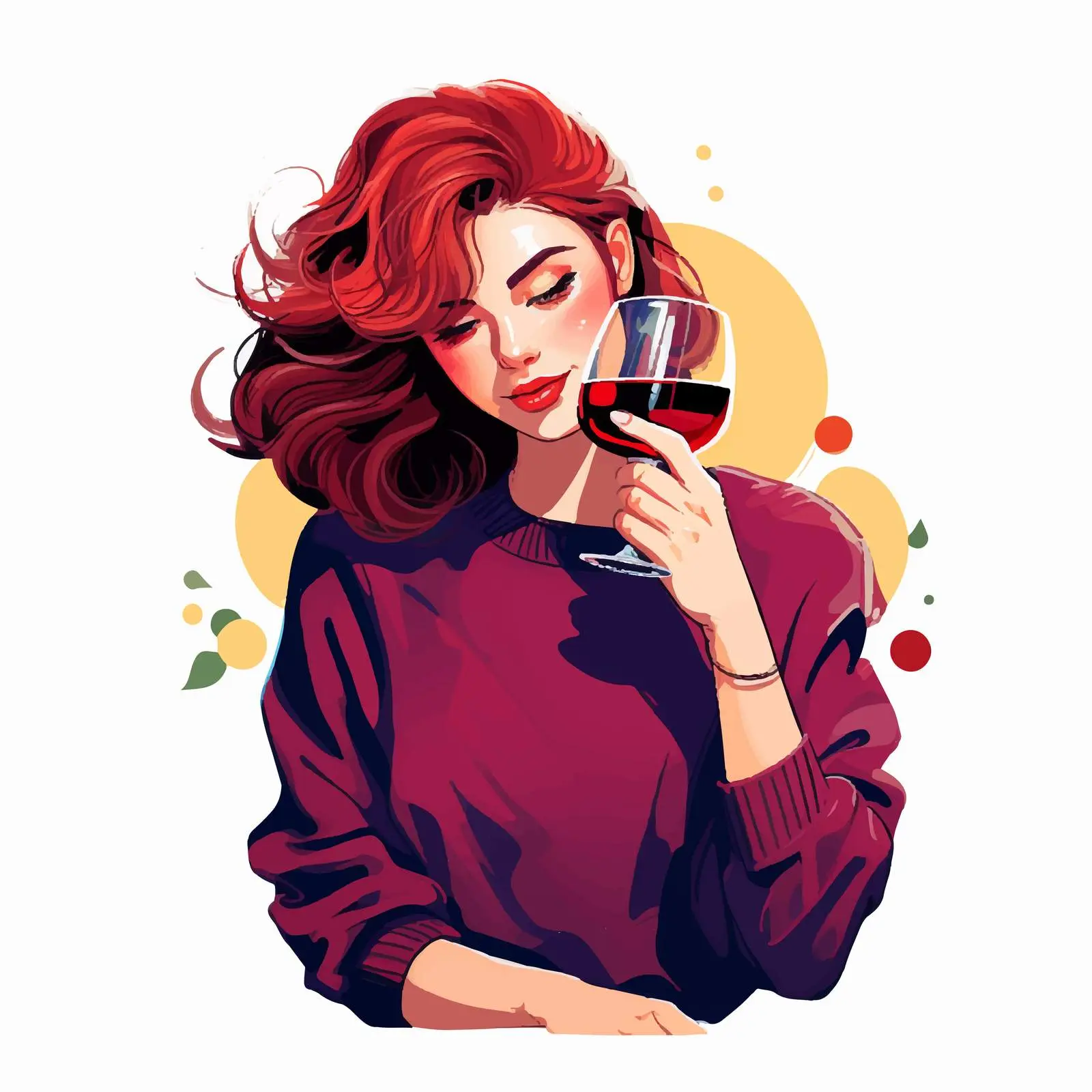 Girl in Trendy Sweater Enjoying Red Wine — free download from Dotvec