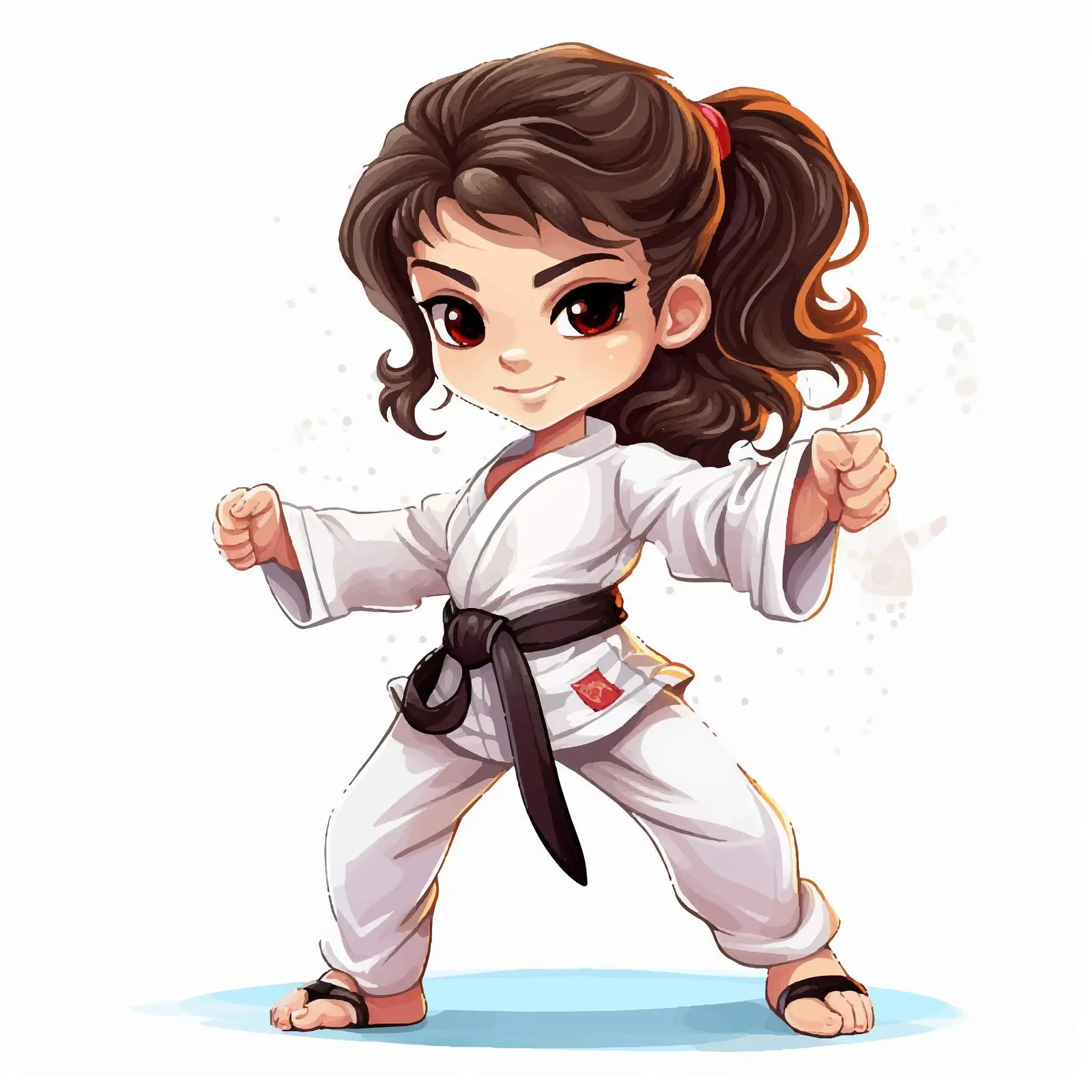 Young Girl in Taekwondo Uniform Illustration — free download from Dotvec