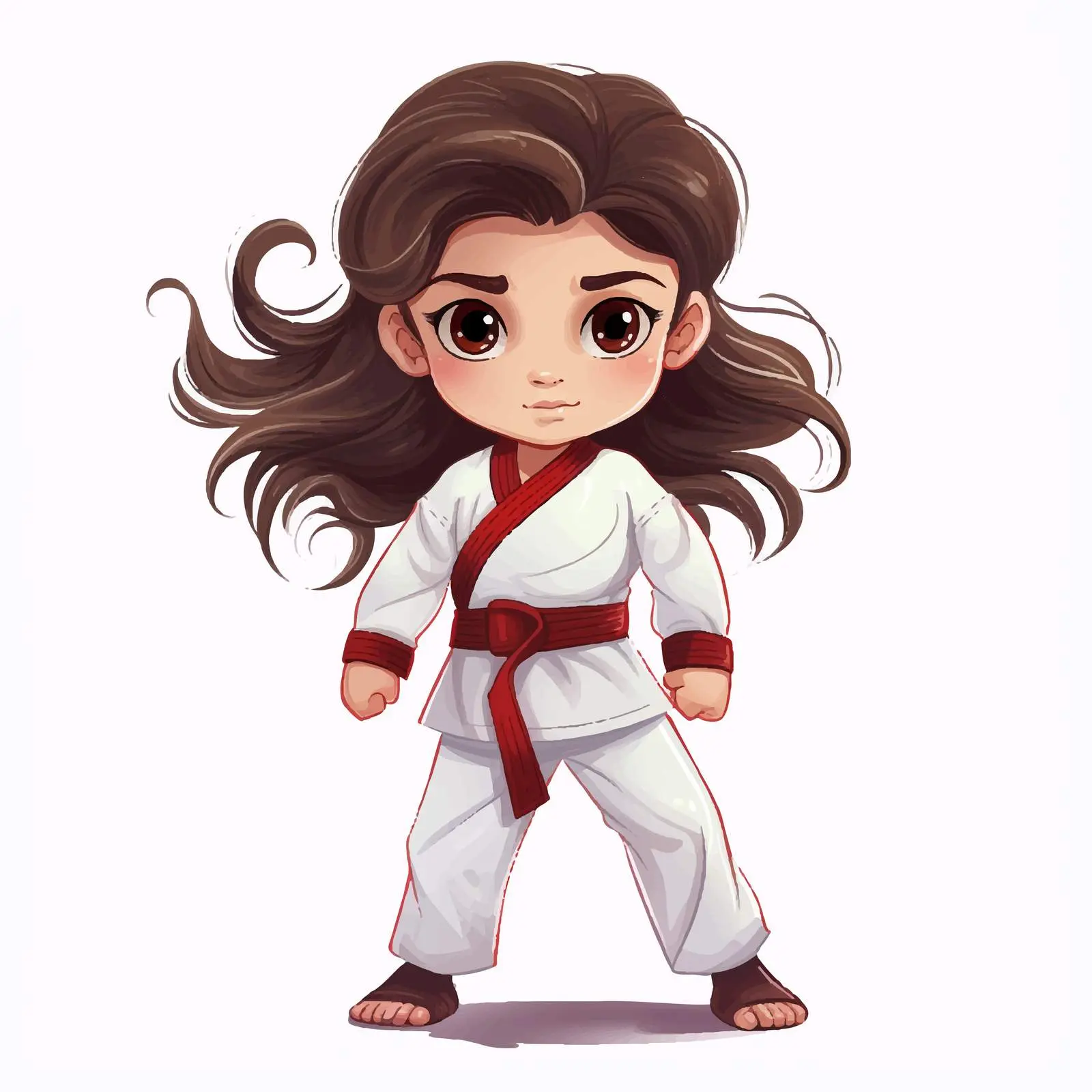 Girl in Taekwondo Uniform Illustration — free download from Dotvec