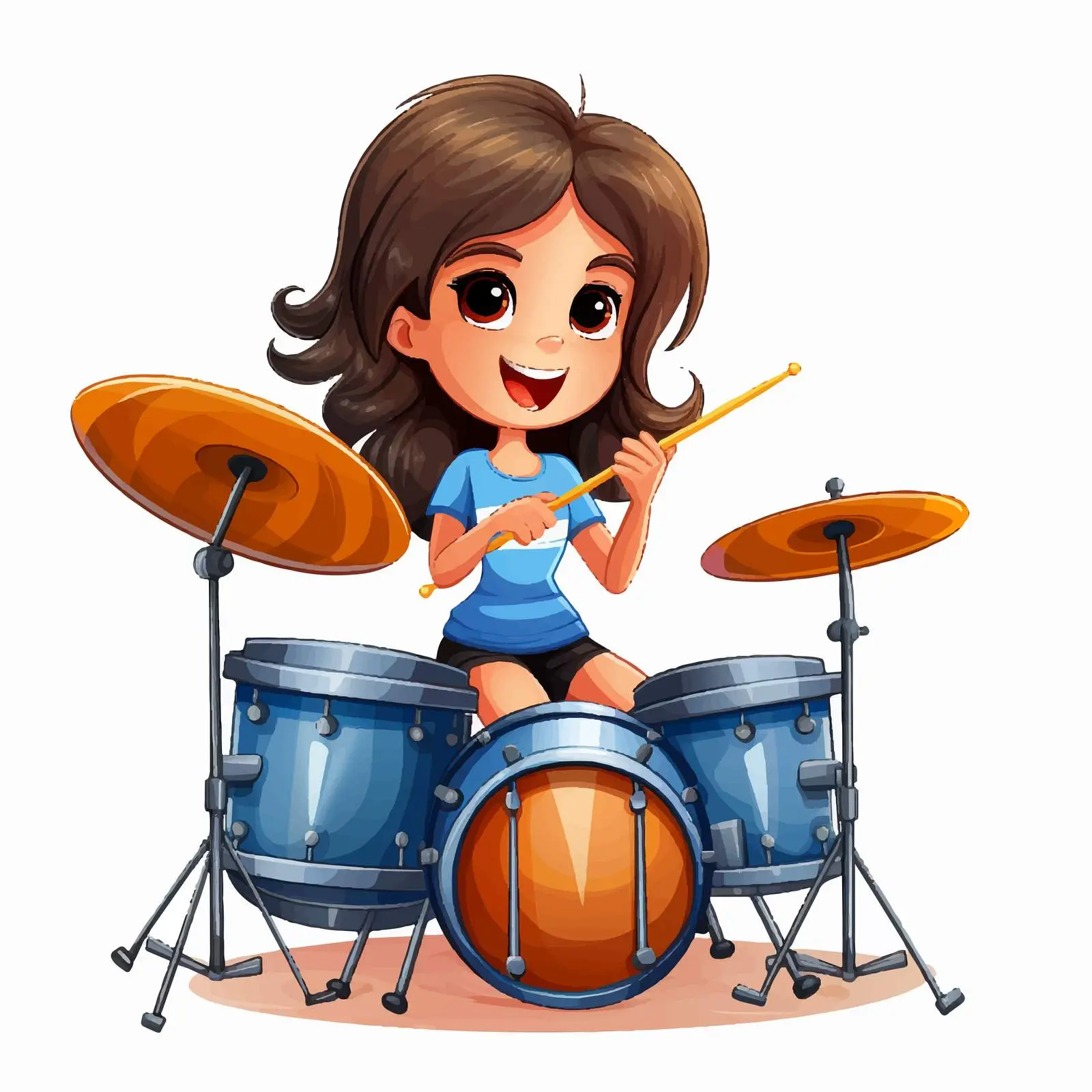 Girl Playing Drum Musical Instrument Illustration — free download from Dotvec