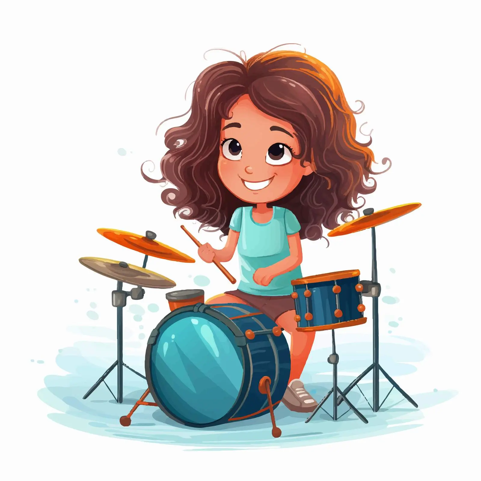 Girl Playing Drum Vector Illustration – free child musician image from Dotvec
