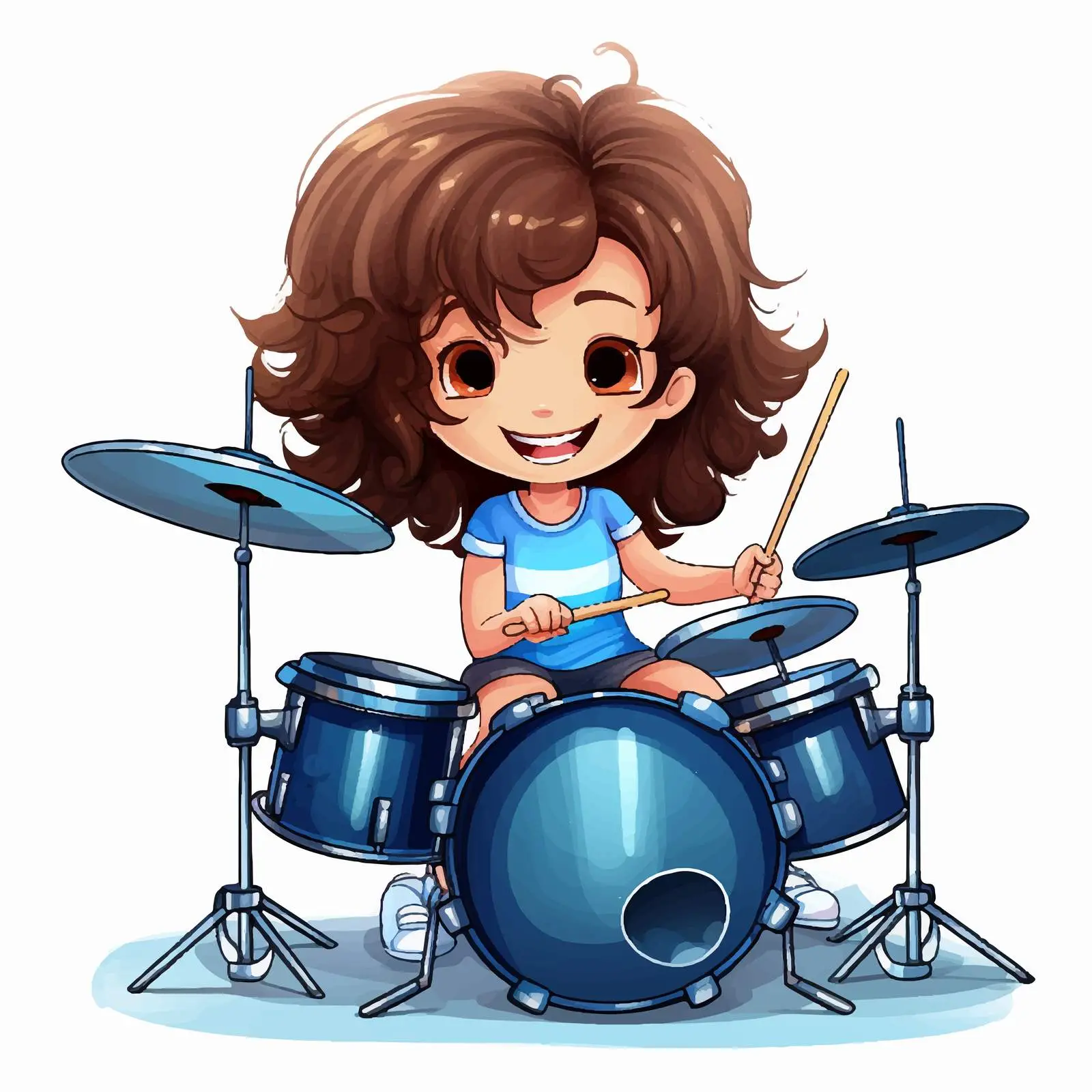 Girl Playing Drum Musical Instrument Illustration — free download from Dotvec