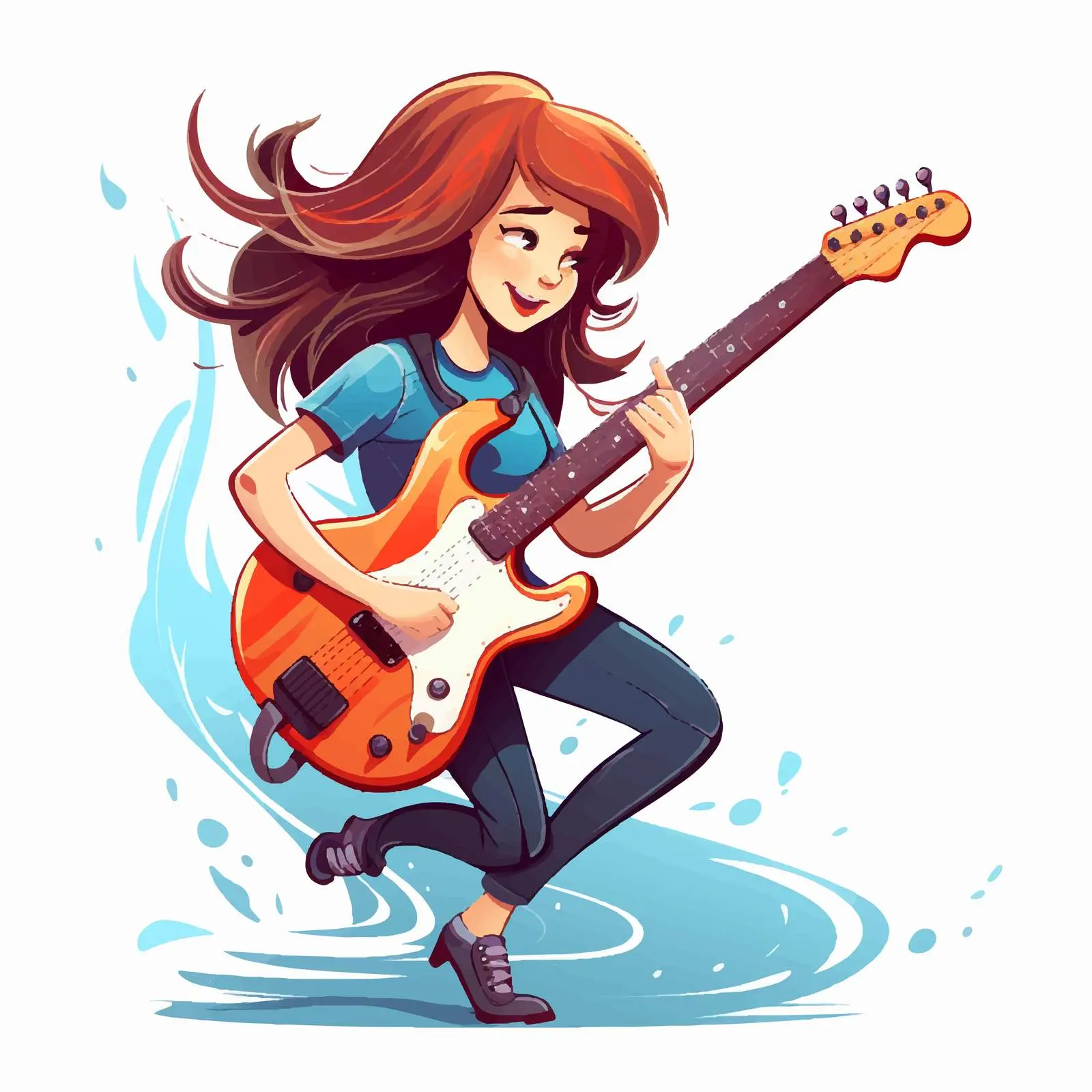 Girl Playing Electric Guitar Illustration Vector — free download from Dotvec
