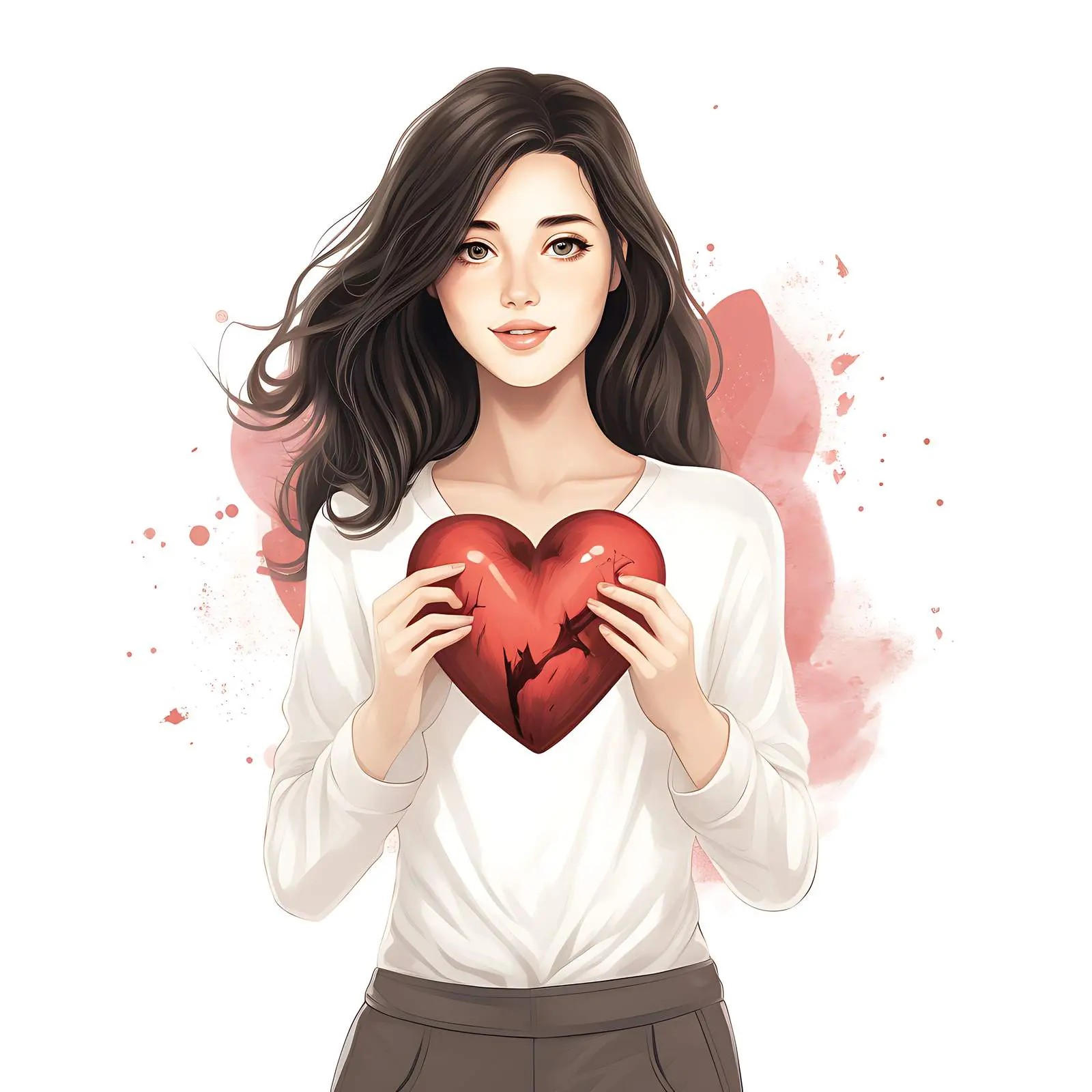 Girl Holding Heart in Self-Collage — free download from Dotvec