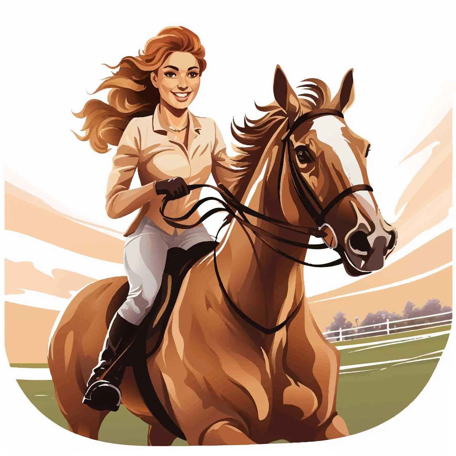 Girl Riding Horse at Racecourse Illustration – free horseback image from Dotvec