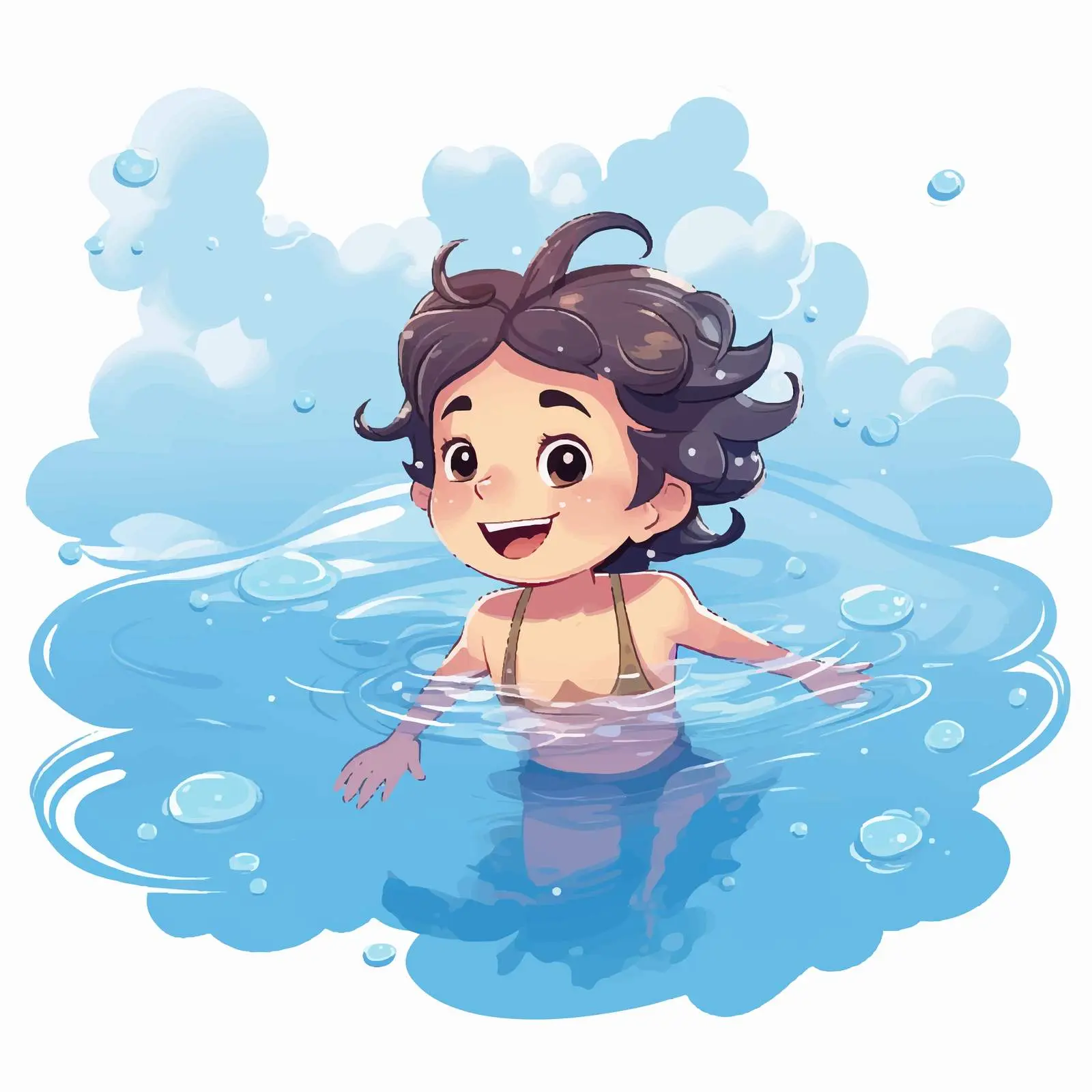 Girl Swimming with Floater in Vector Style — free download from Dotvec