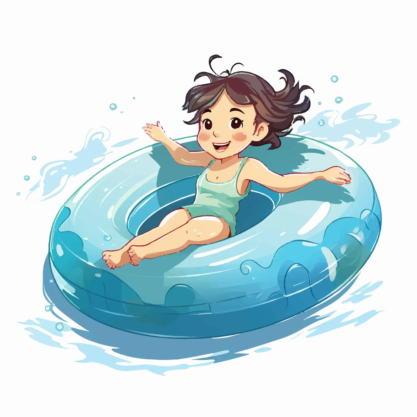 Girl Swimming with Floater in Cartoon Vector — free download from Dotvec