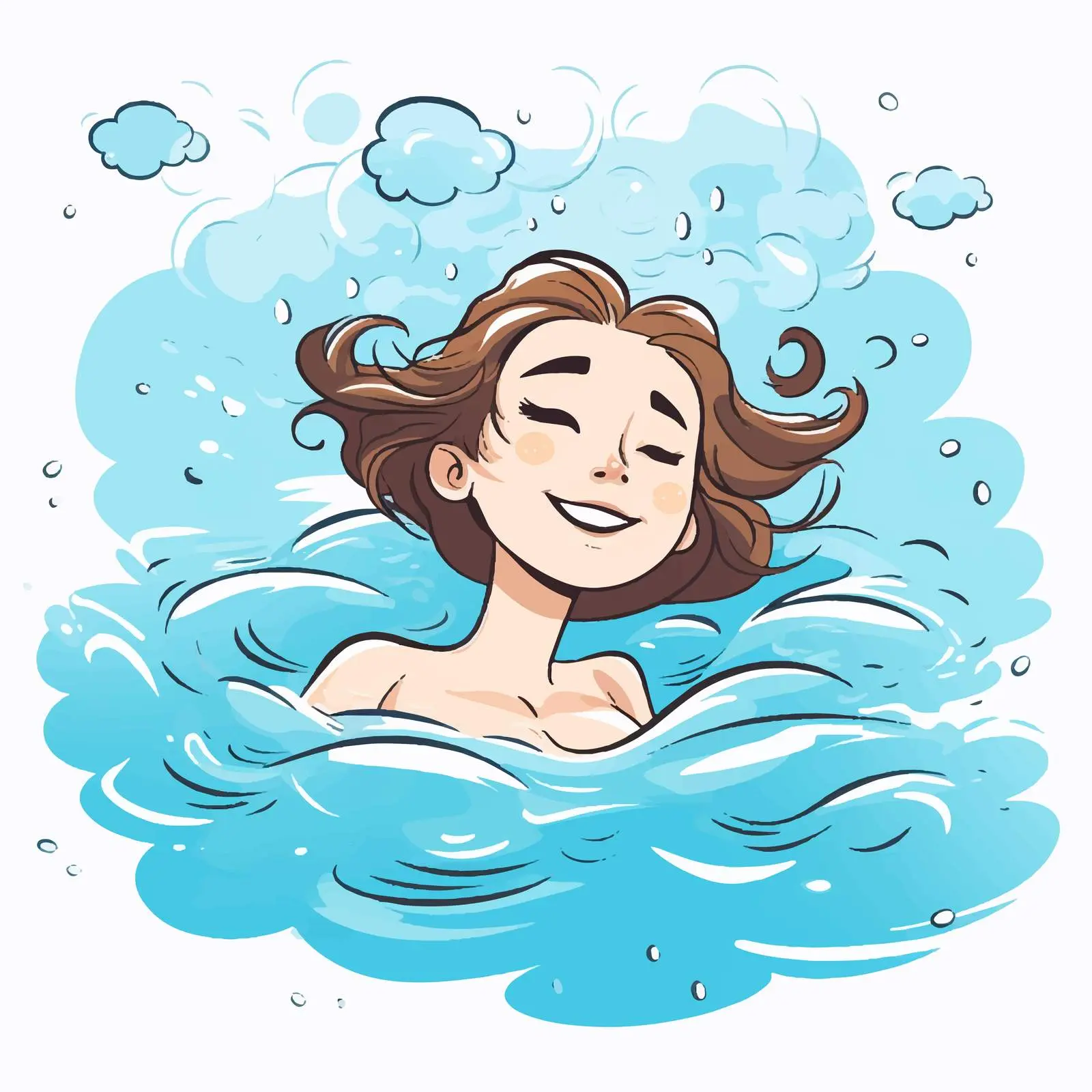 Girl Swimming with Floater in Water Vector – free floatation device image from Dotvec
