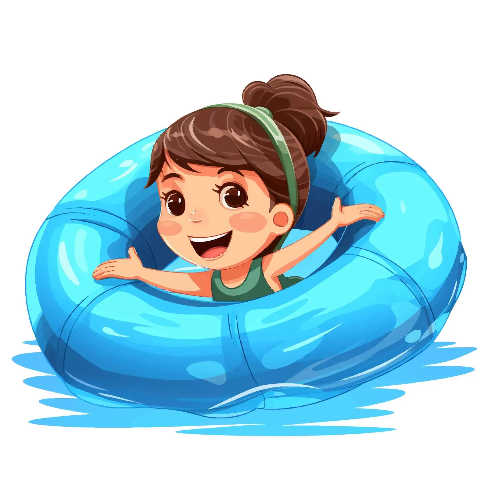 Girl Swimming with Floater in Water Vector — free download from Dotvec
