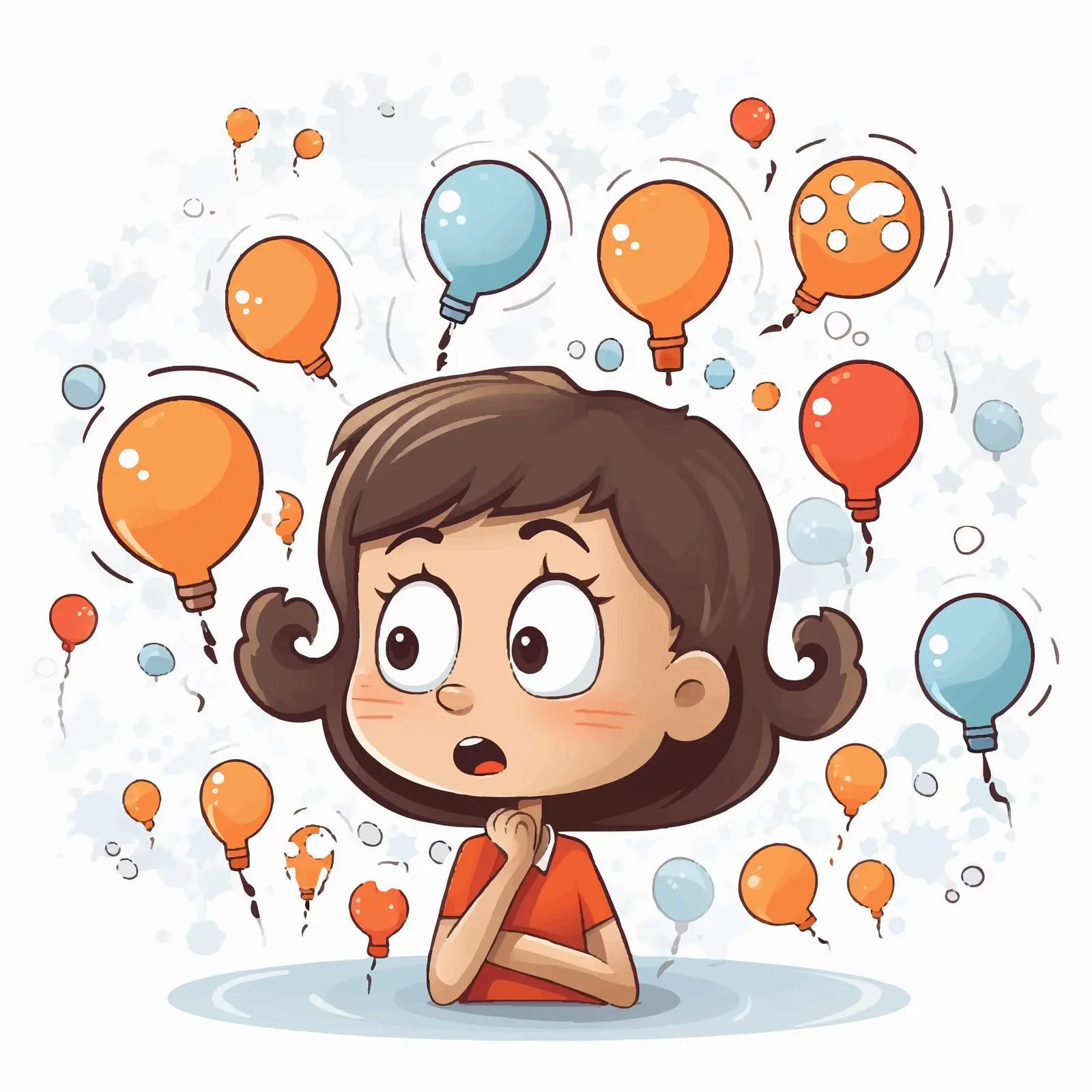 Girl in Thought with Callouts Illustration — free download from Dotvec