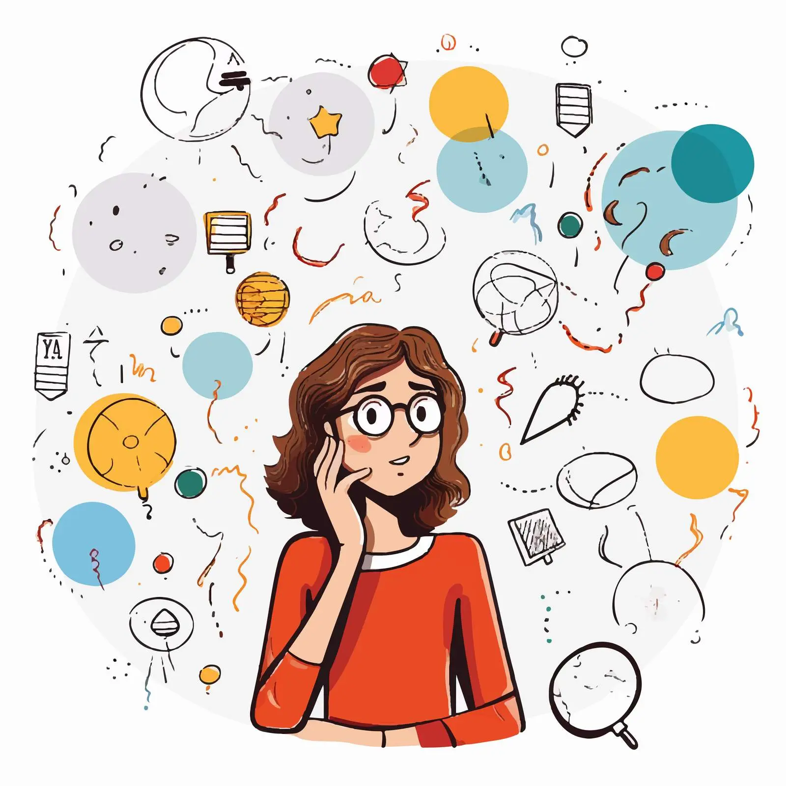 Creative Vector Illustration of a Thinking Girl — free download from Dotvec