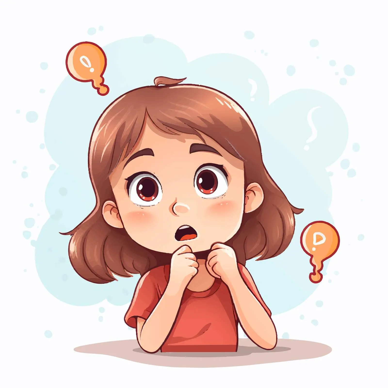 Girl Thinking with Question Mark Illustration – free callouts image from Dotvec