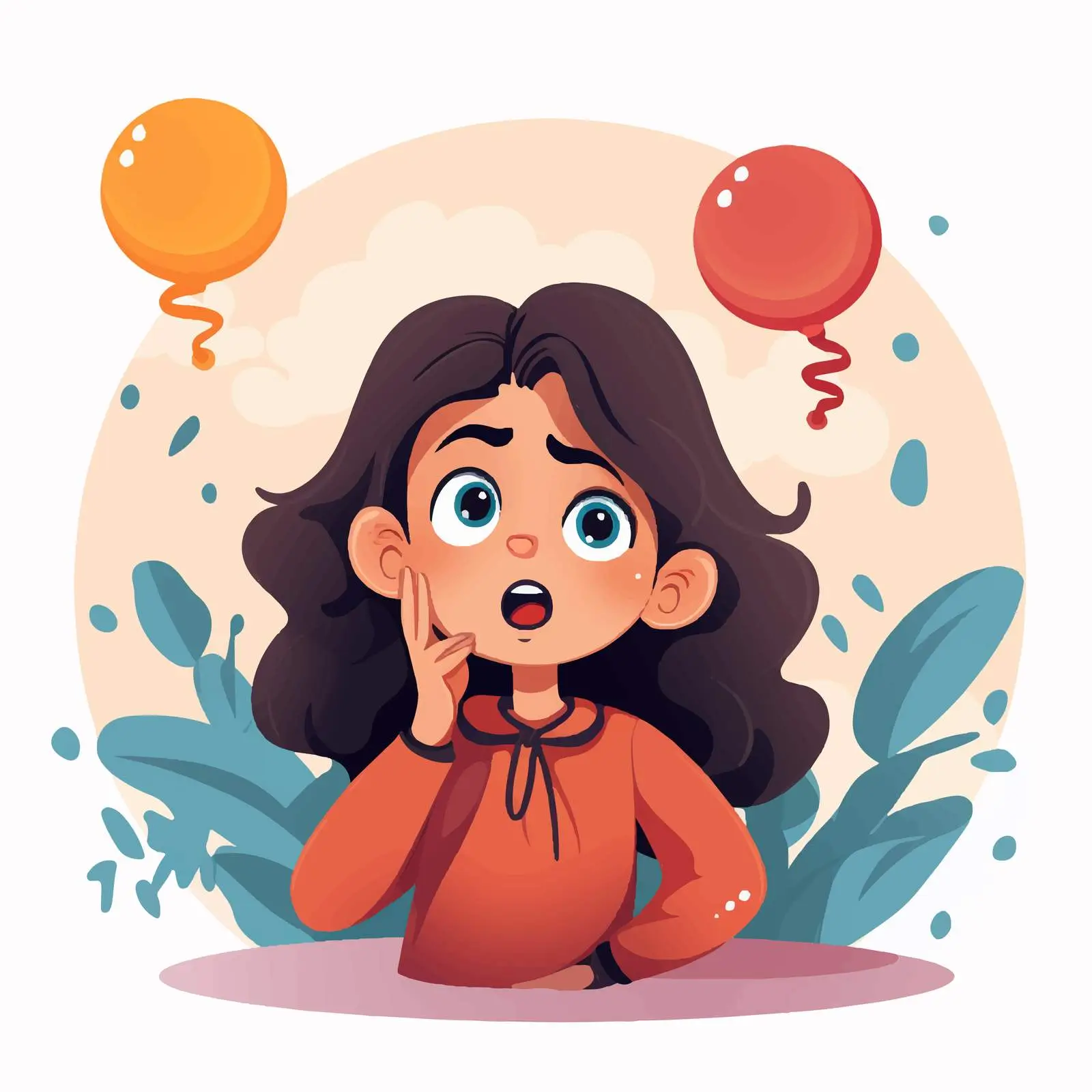 Girl Thinking with Question Mark Callouts Illustration – free callouts image from Dotvec