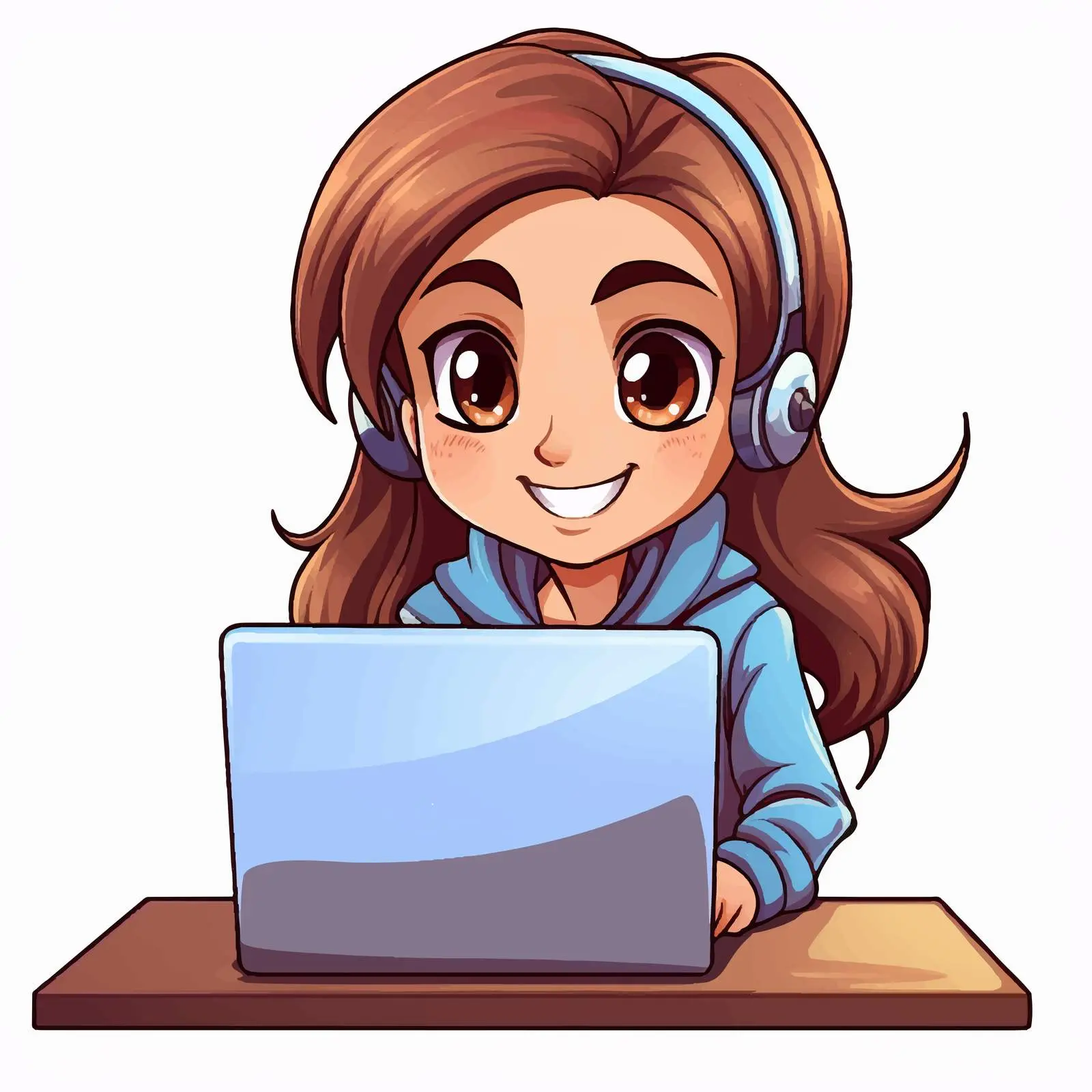 Girl Using Laptop Cartoon Vector Illustration — free download from Dotvec