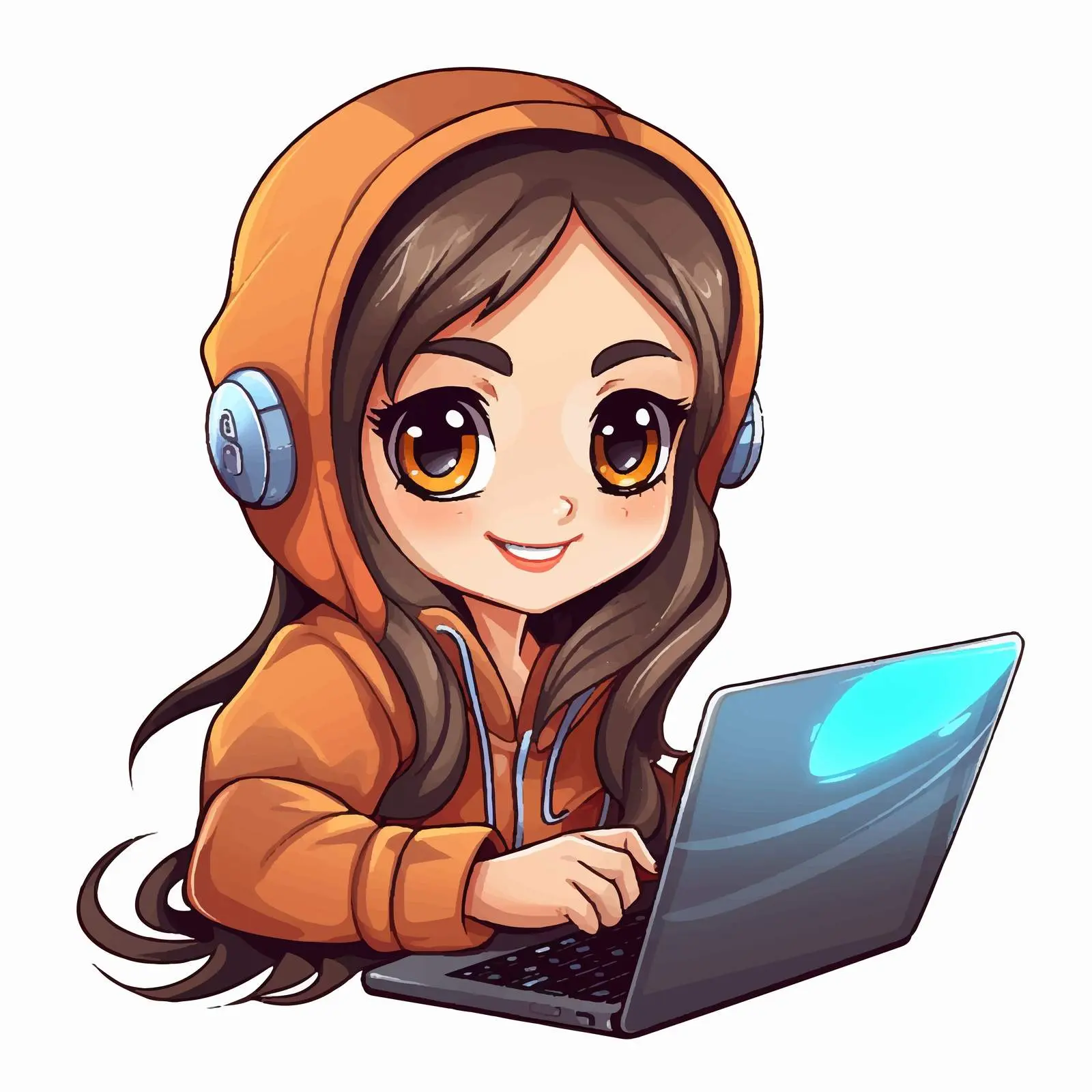 Girl Using Laptop Cartoon Illustration — free download from Dotvec