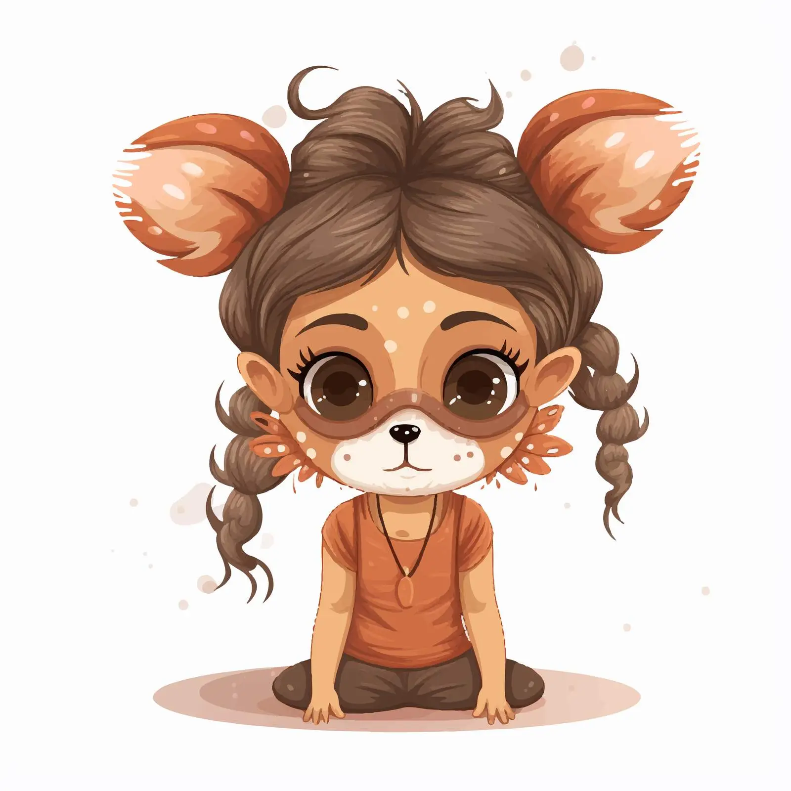Cartoon Girl Wearing Animal Mask Illustration — free download from Dotvec